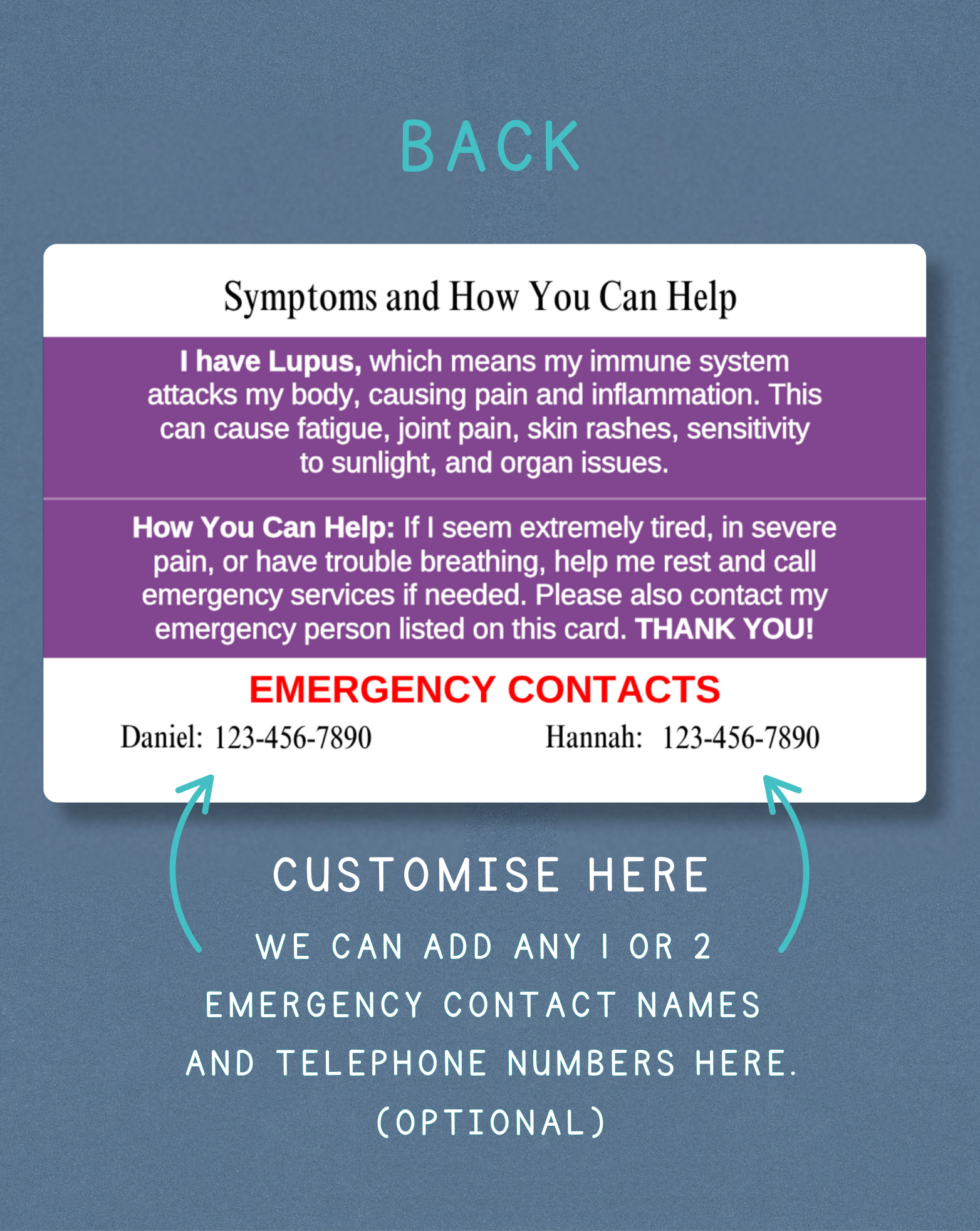 Lupus Medical Alert Card