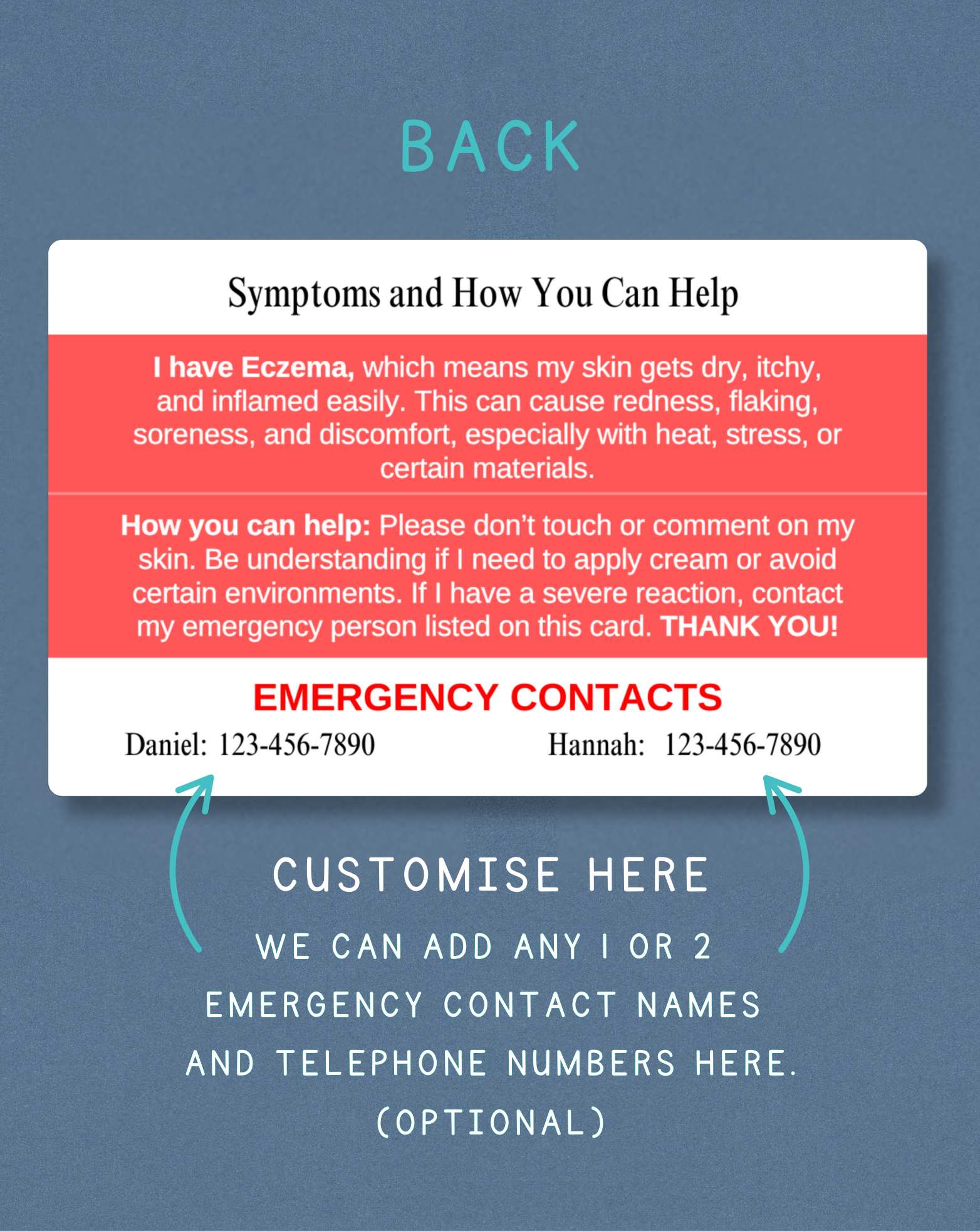 Eczema Medical Alert Card