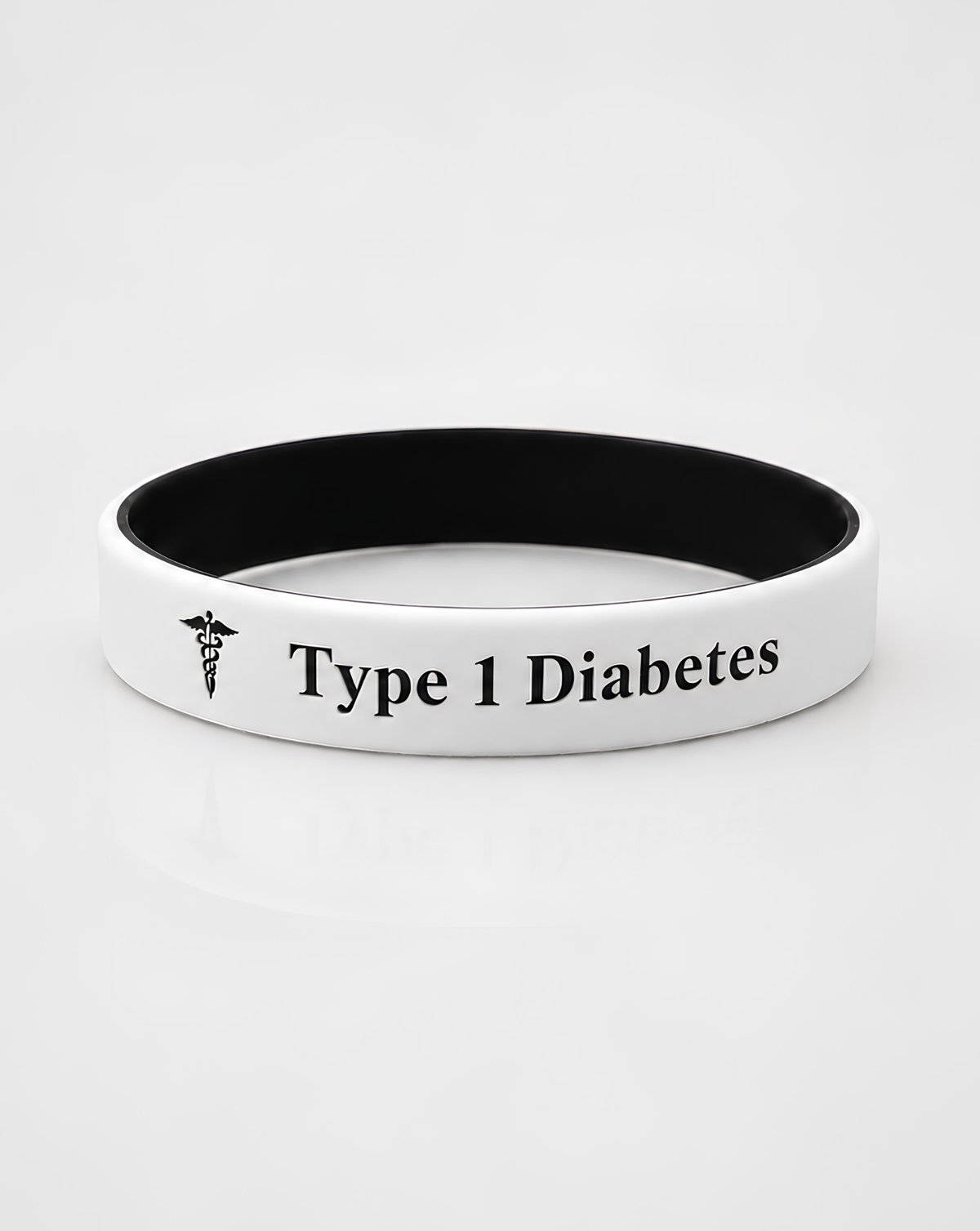 Black personalised silicone medical alert bracelet
