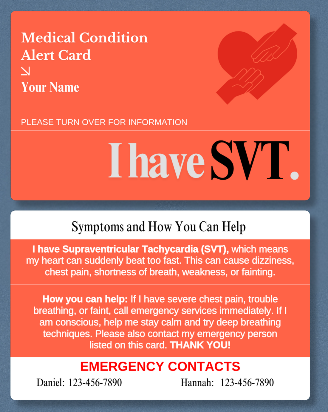 SVT Medical Alert Card