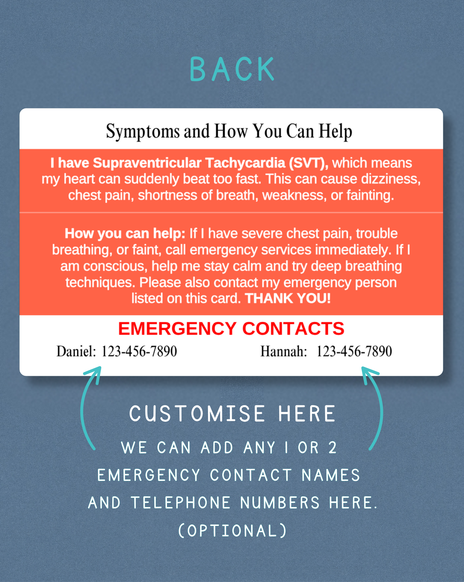 SVT Medical Alert Card