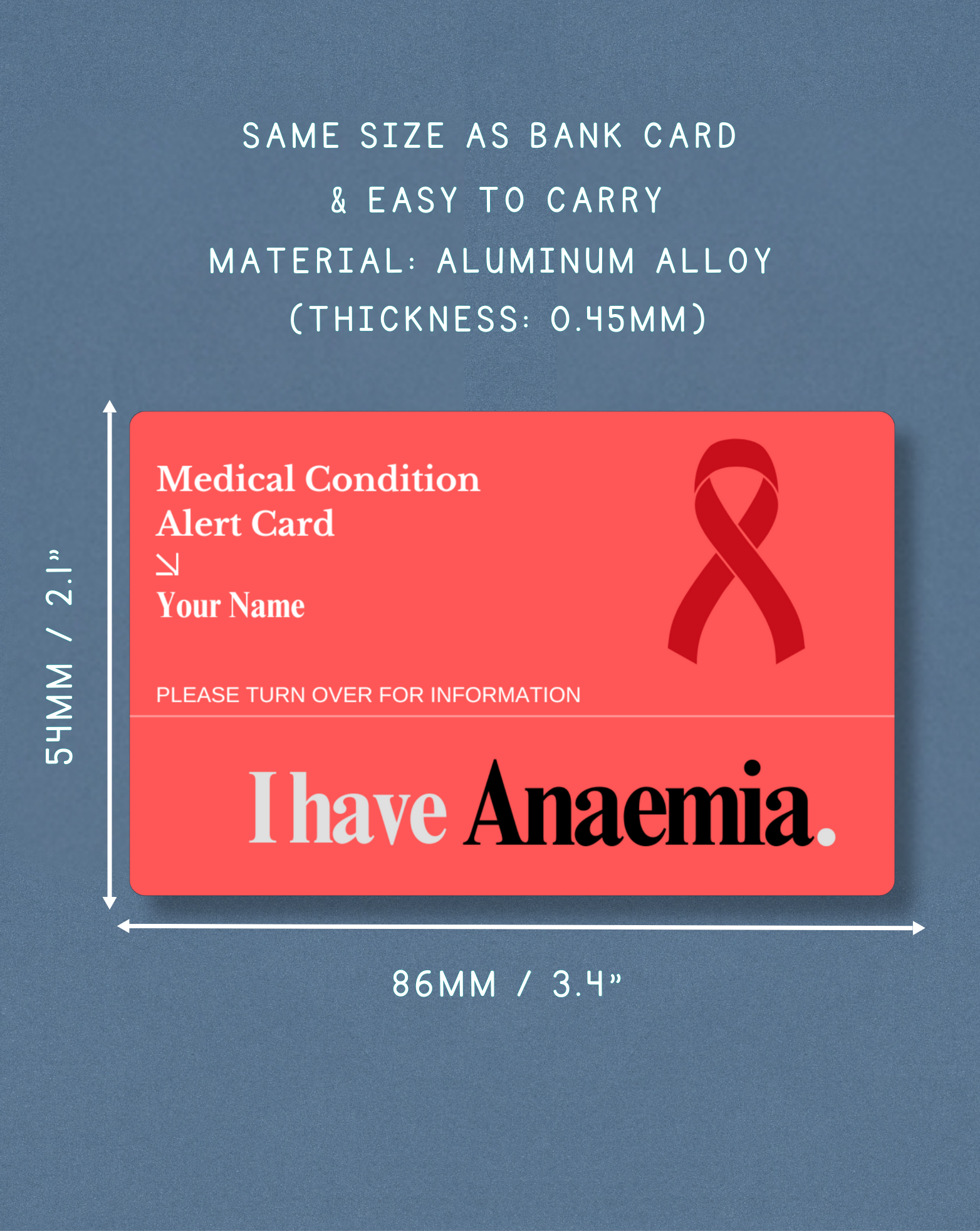 Anaemia Medical Alert Card