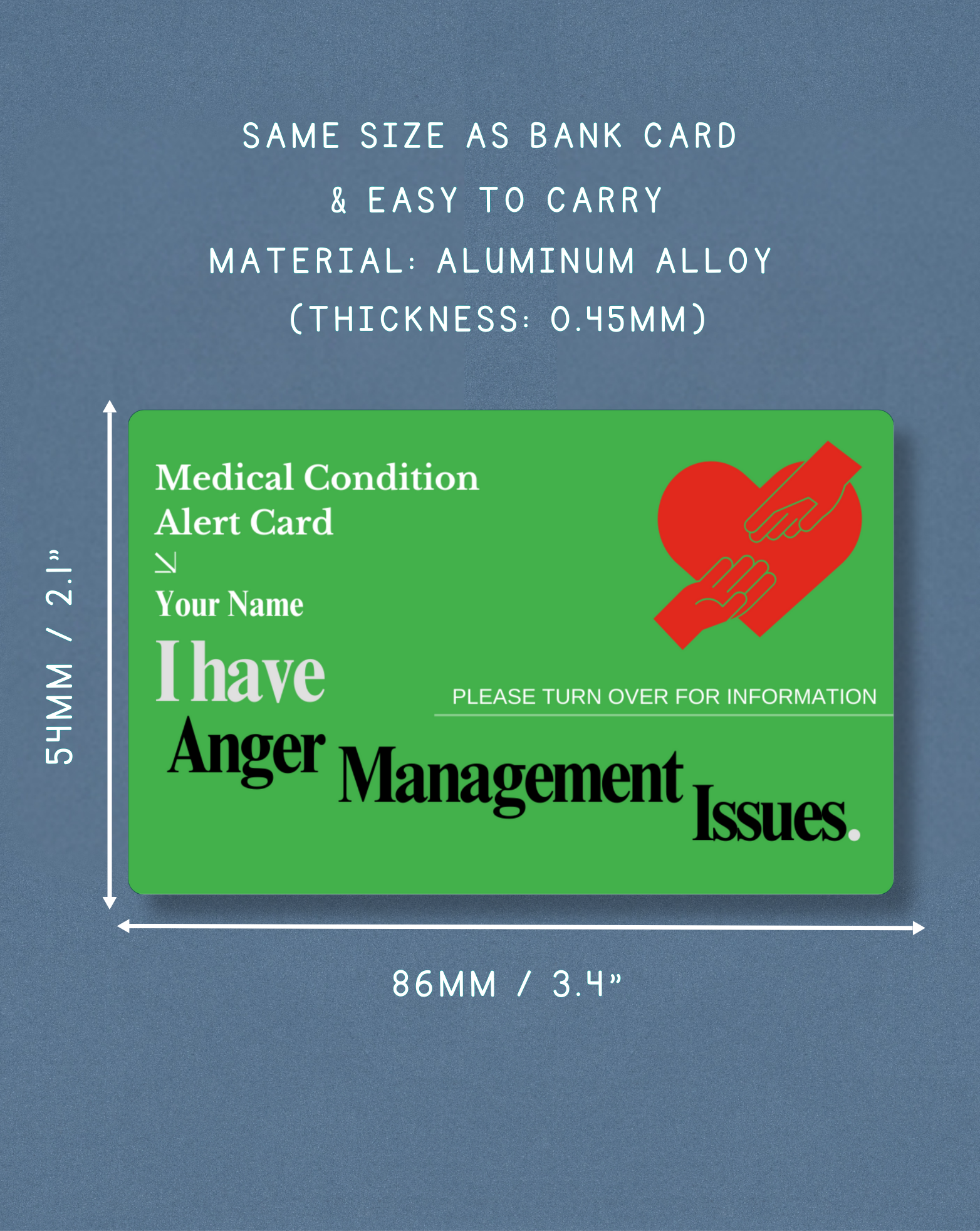 Anger Management Issues Medical Alert Card