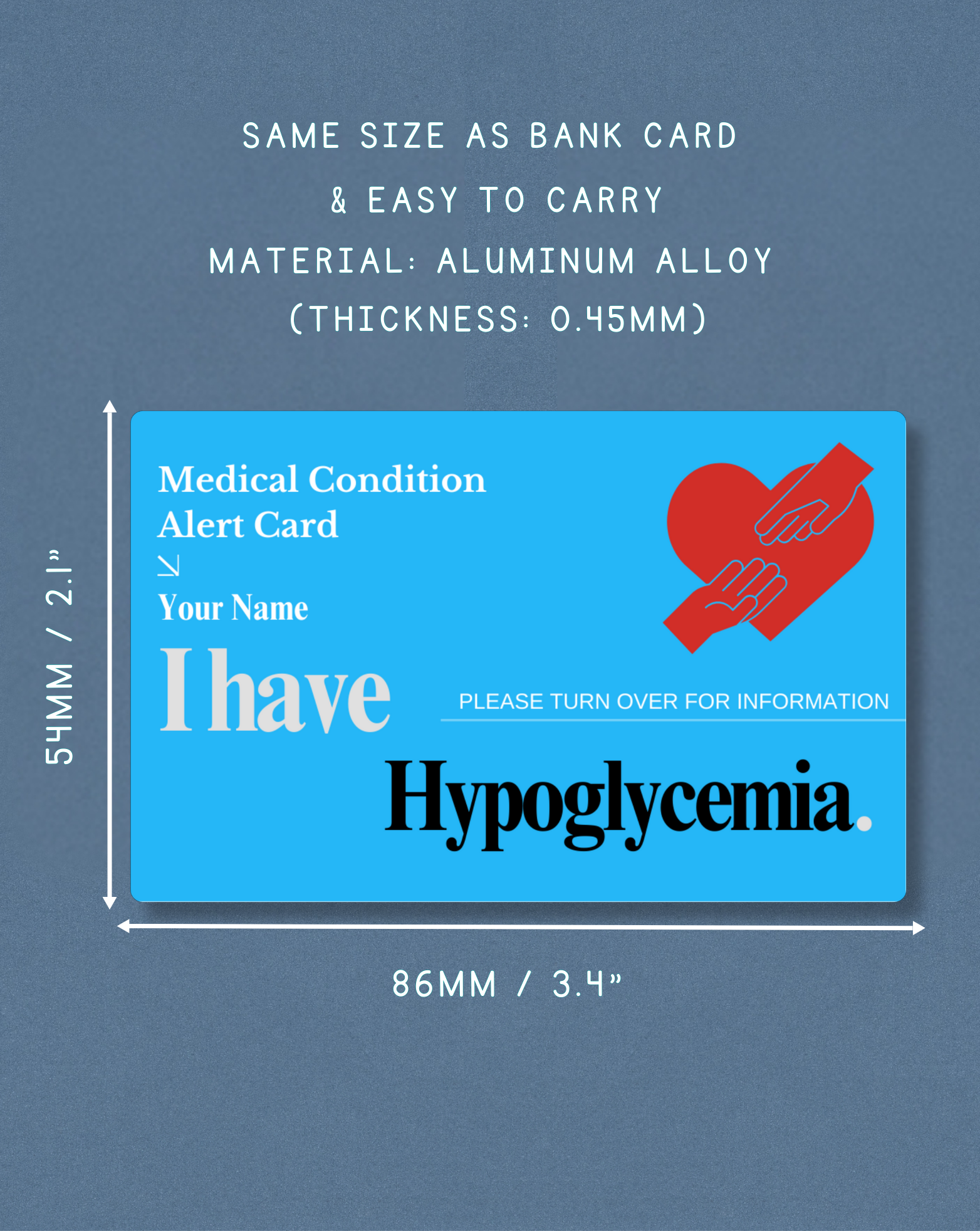 Hypoglycemia Medical Alert Card