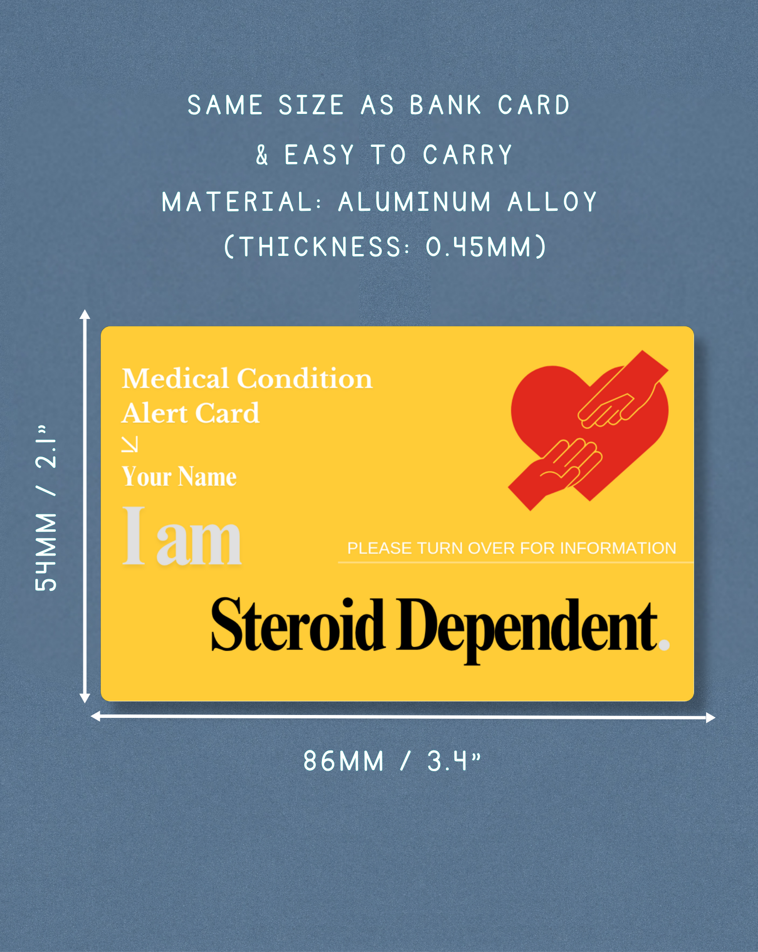 Steroid Dependent Medical Alert Card