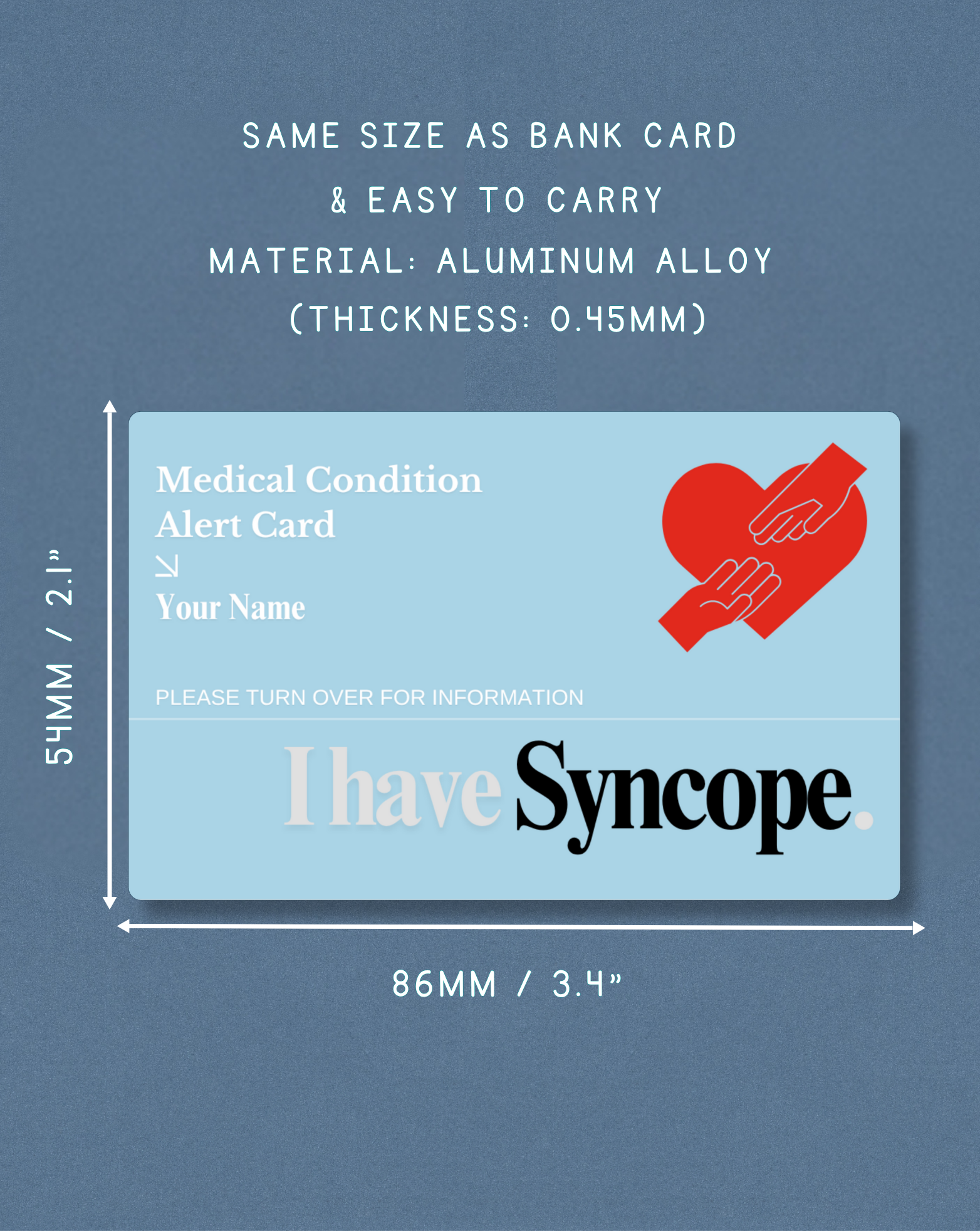Syncope Medical Alert Card