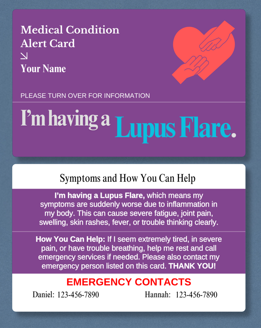 Lupus Flare Medical Alert Card