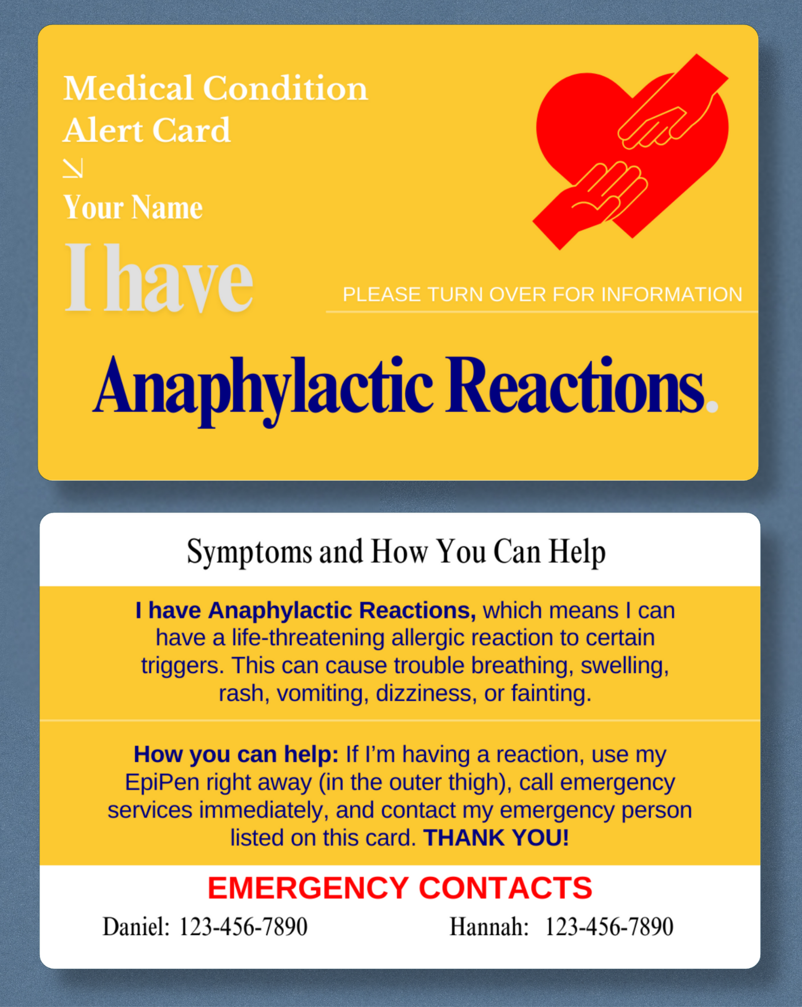 Anaphylactic Reactions Alert Card