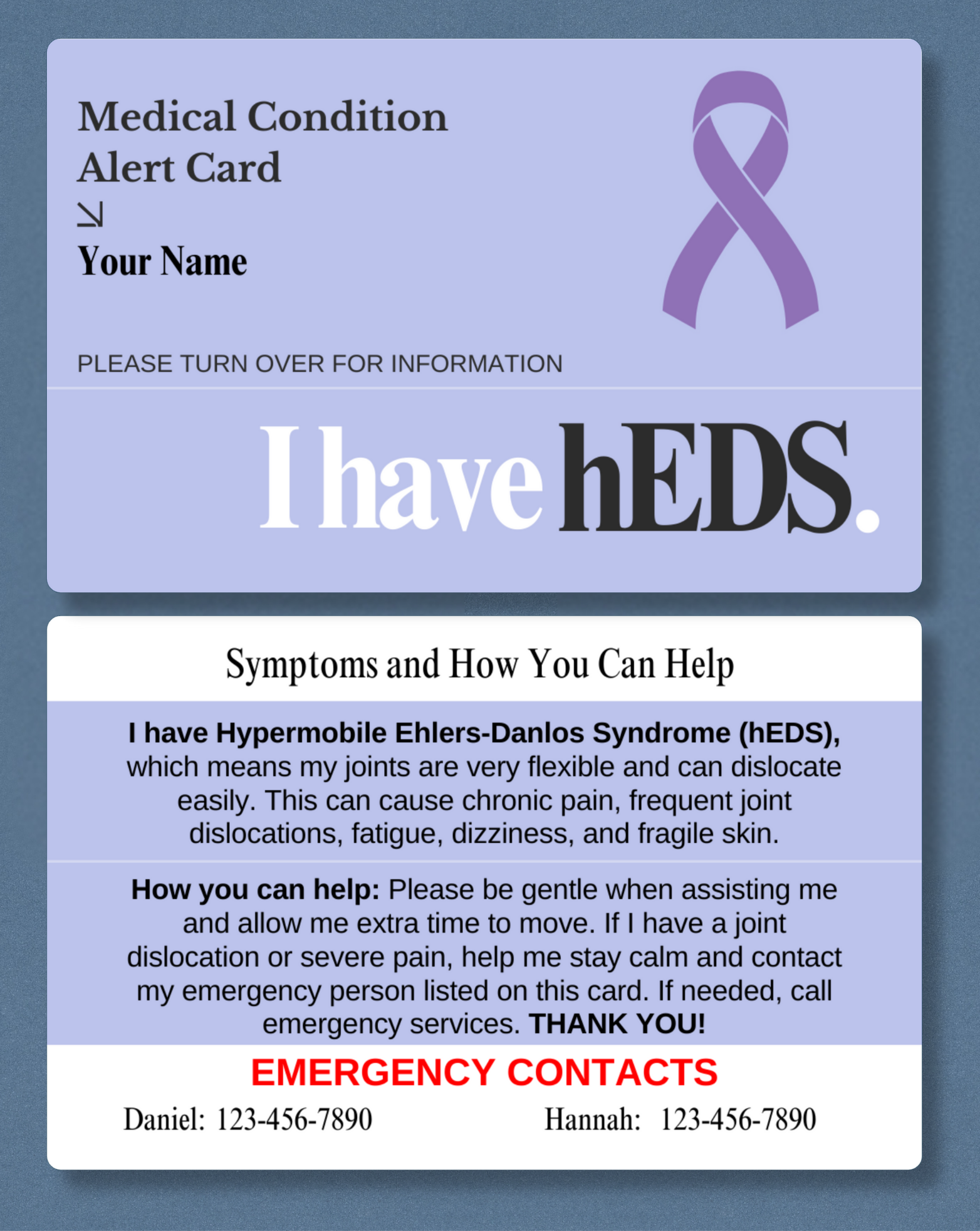 hEDS Medical Alert Card