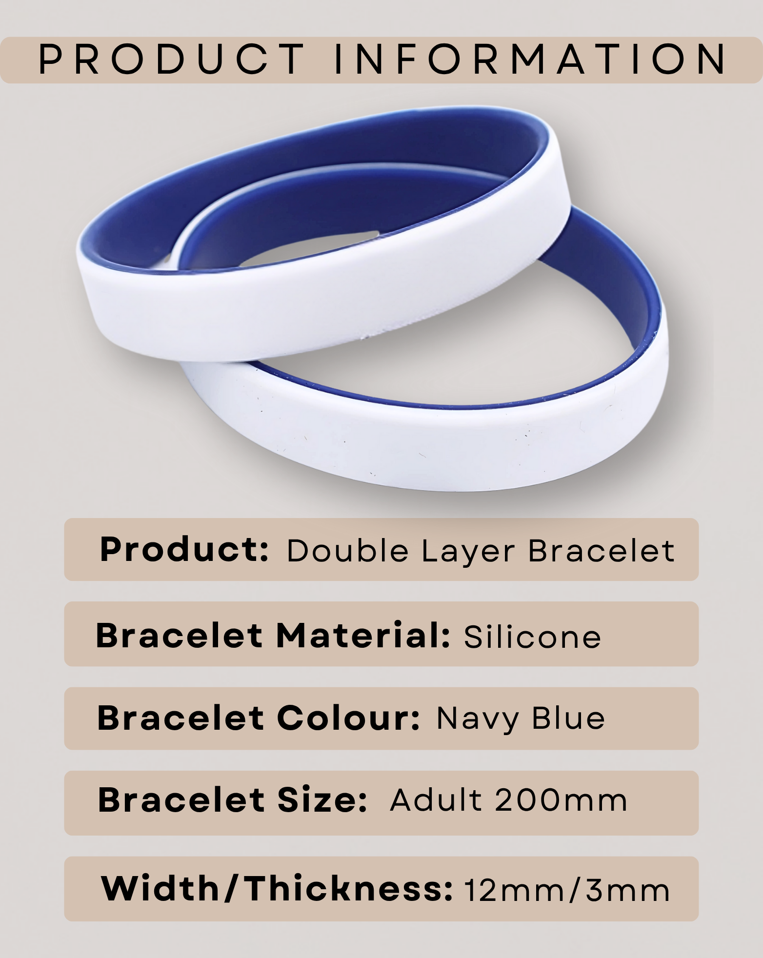 Personalised Medical Alert Bracelet (Navy Blue)