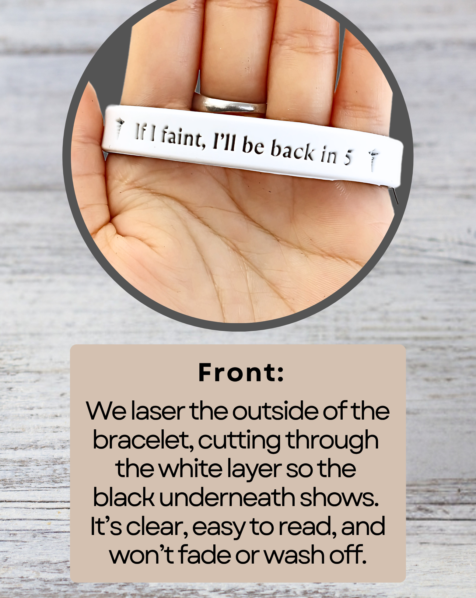 If I Faint, I’ll be Back in 5 - Funny Alert Bracelet