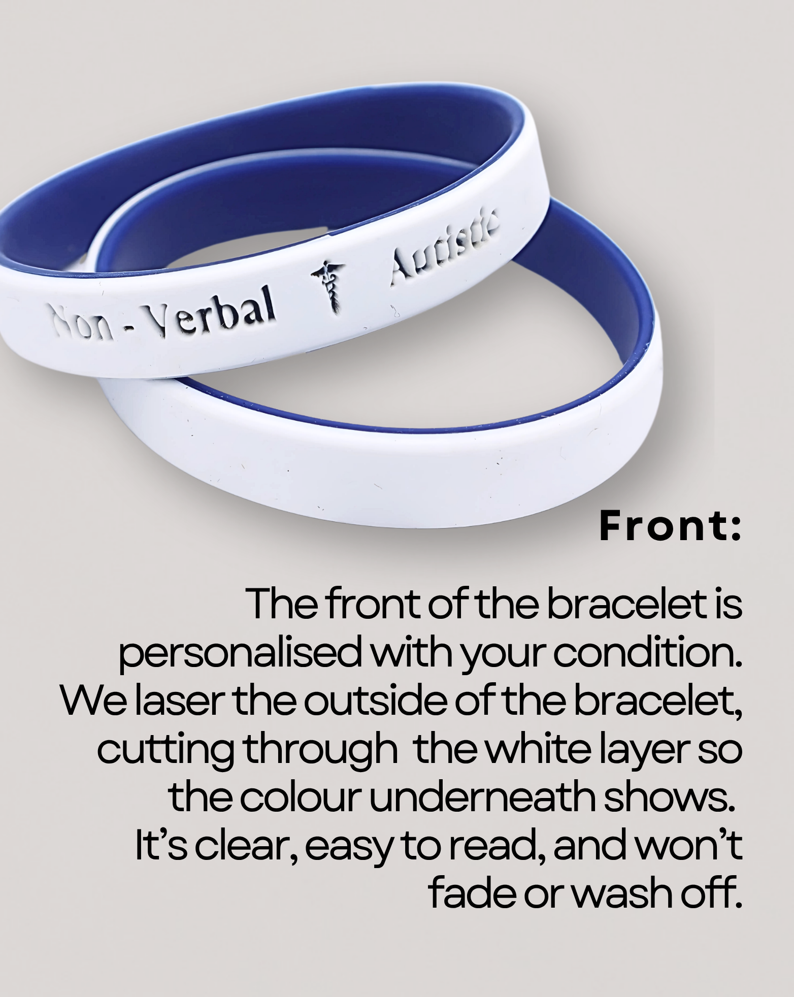 Personalised Medical Alert Bracelet (Navy Blue)
