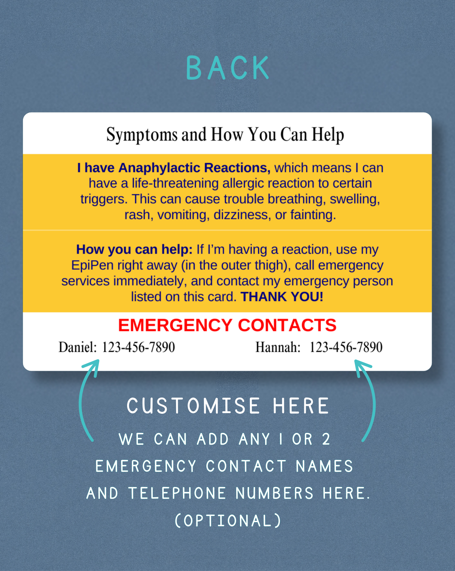 Anaphylactic Reactions Alert Card