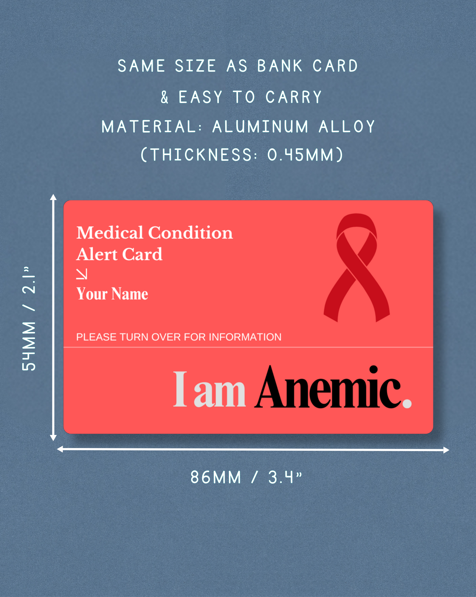 Anemic Medical Alert Card