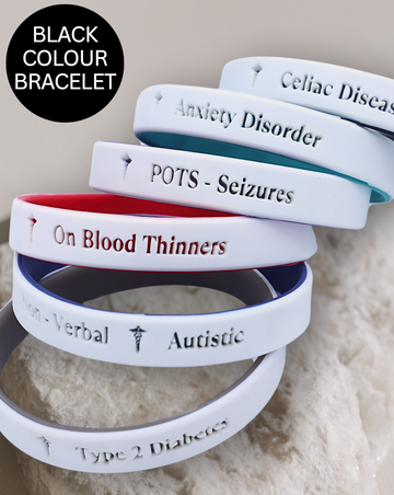 Personalised Medical Alert Bracelet (Black)