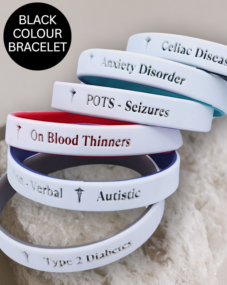 Personalised Medical Alert Bracelet (Black)
