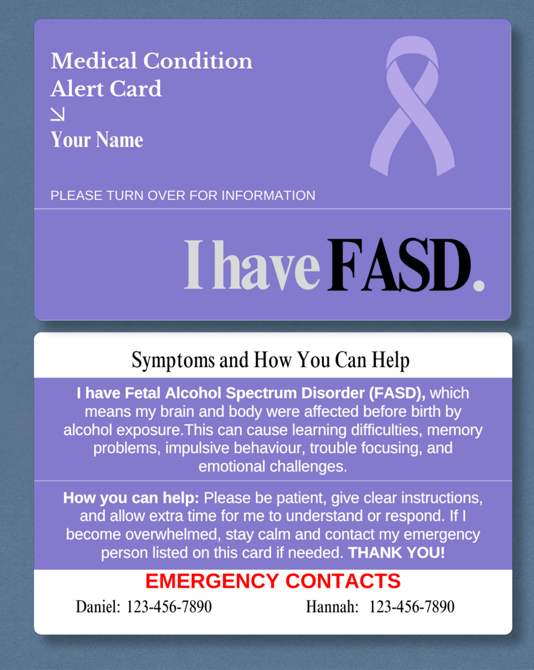 FASD Medical Alert Card