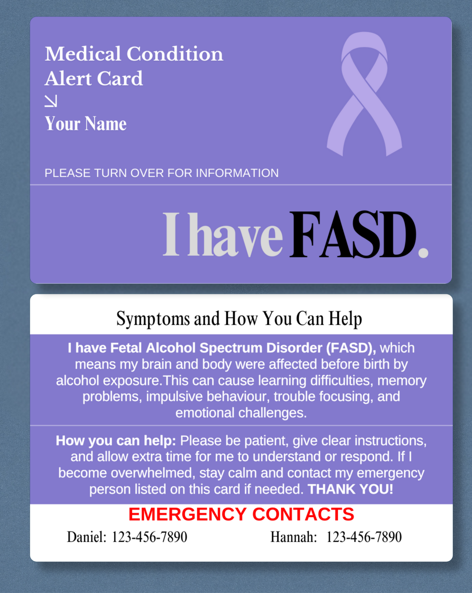 FASD Medical Alert Card