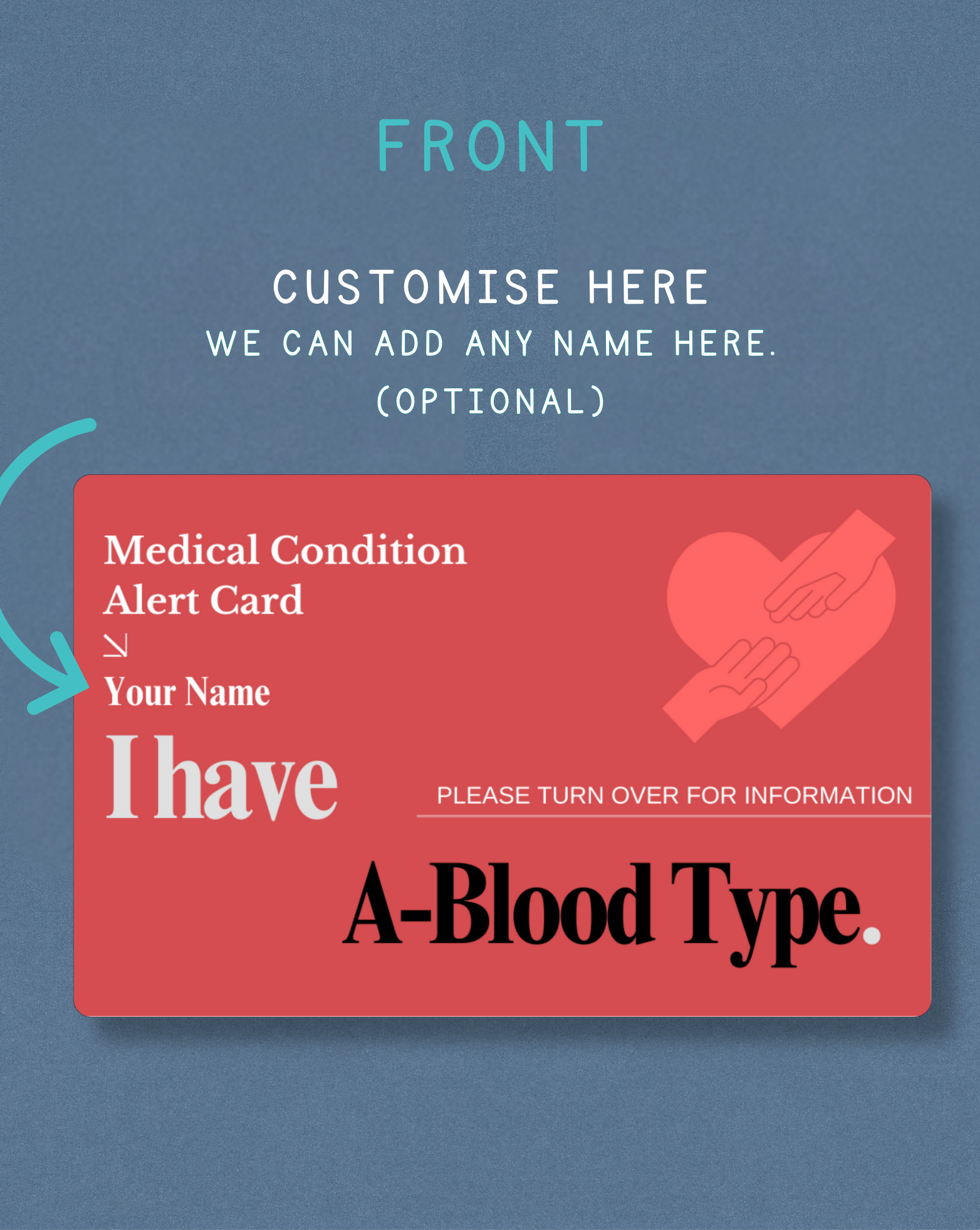 A-Blood Type Medical Alert Card