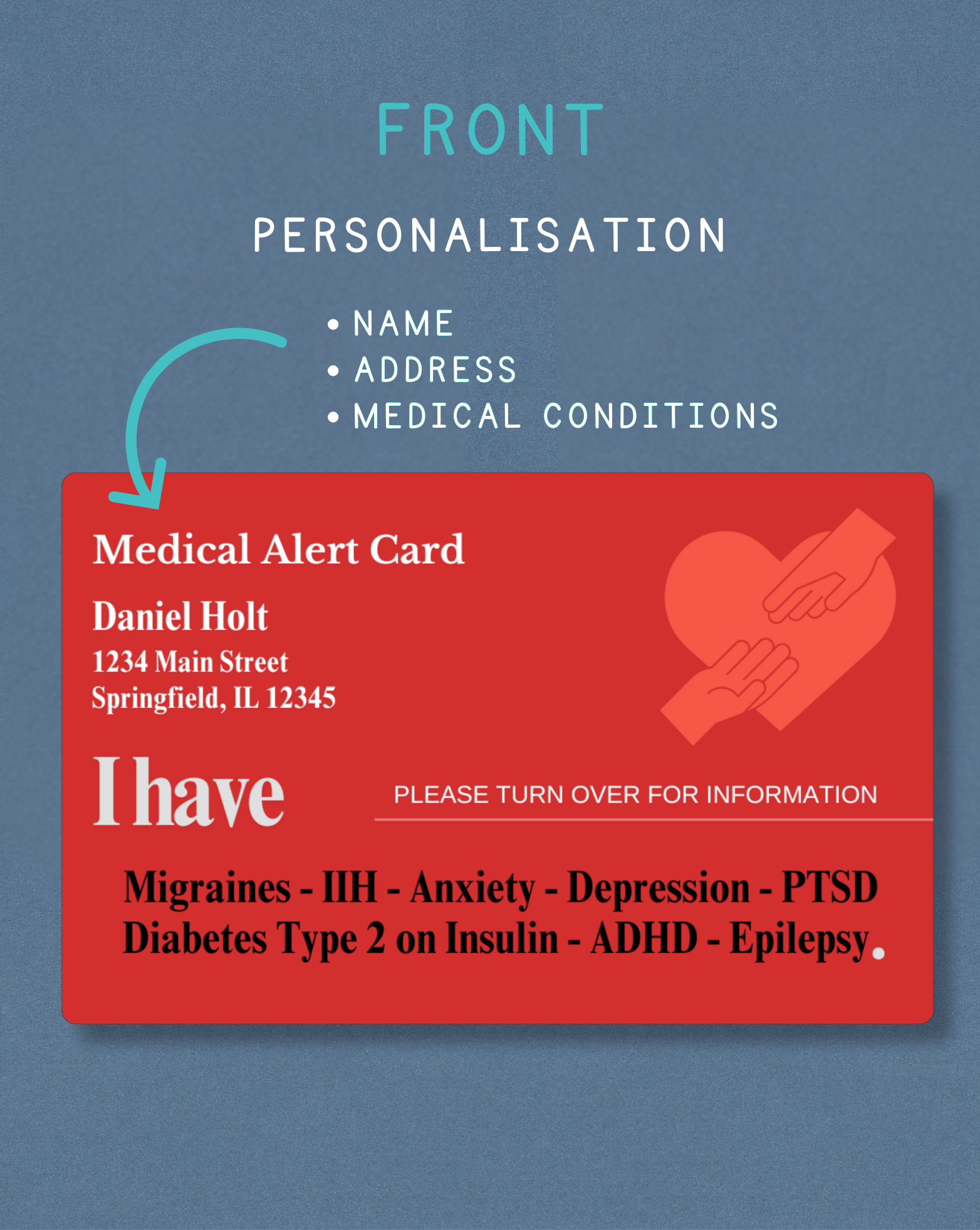 Customised Medical Alert Card (Red)
