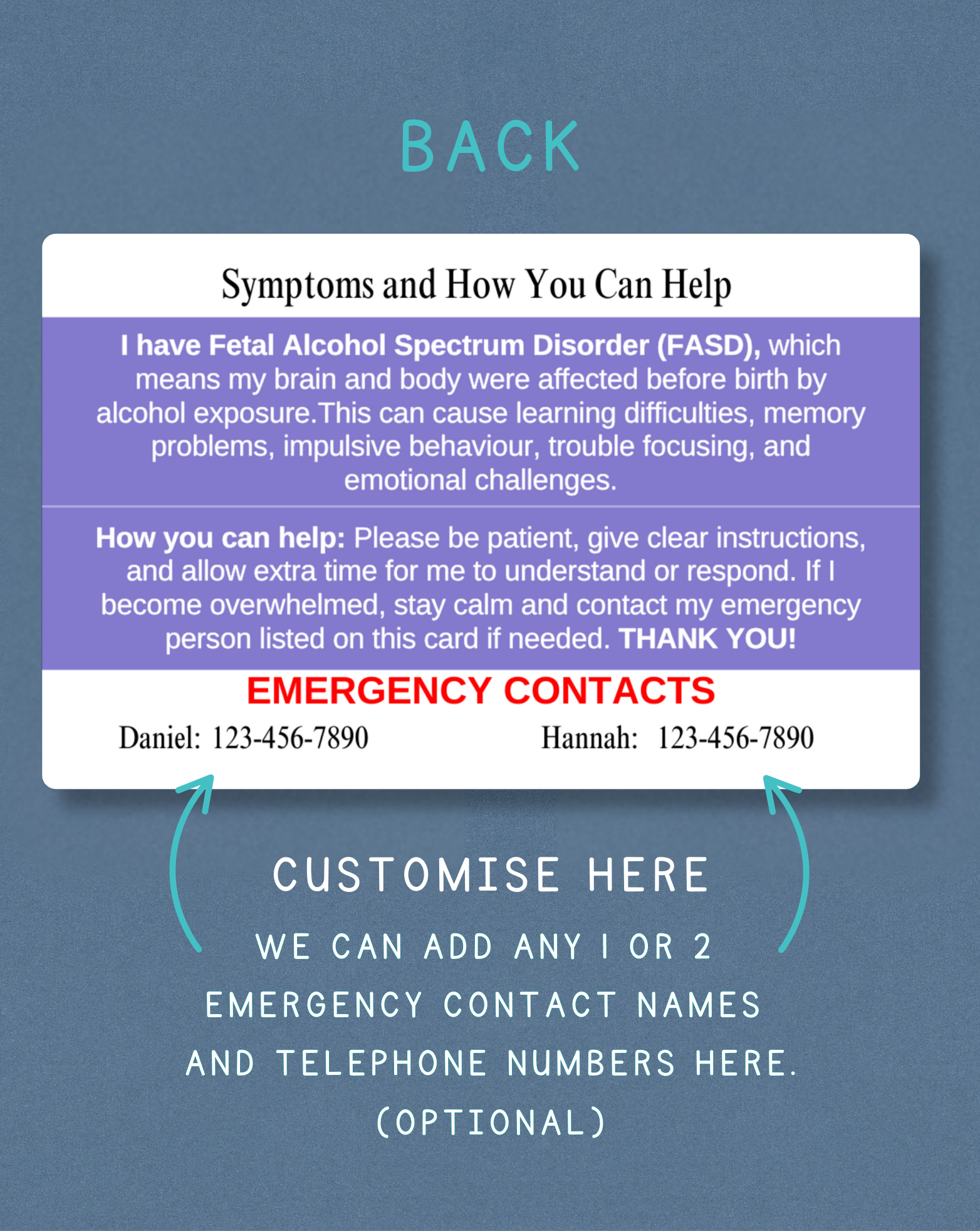 FASD Medical Alert Card