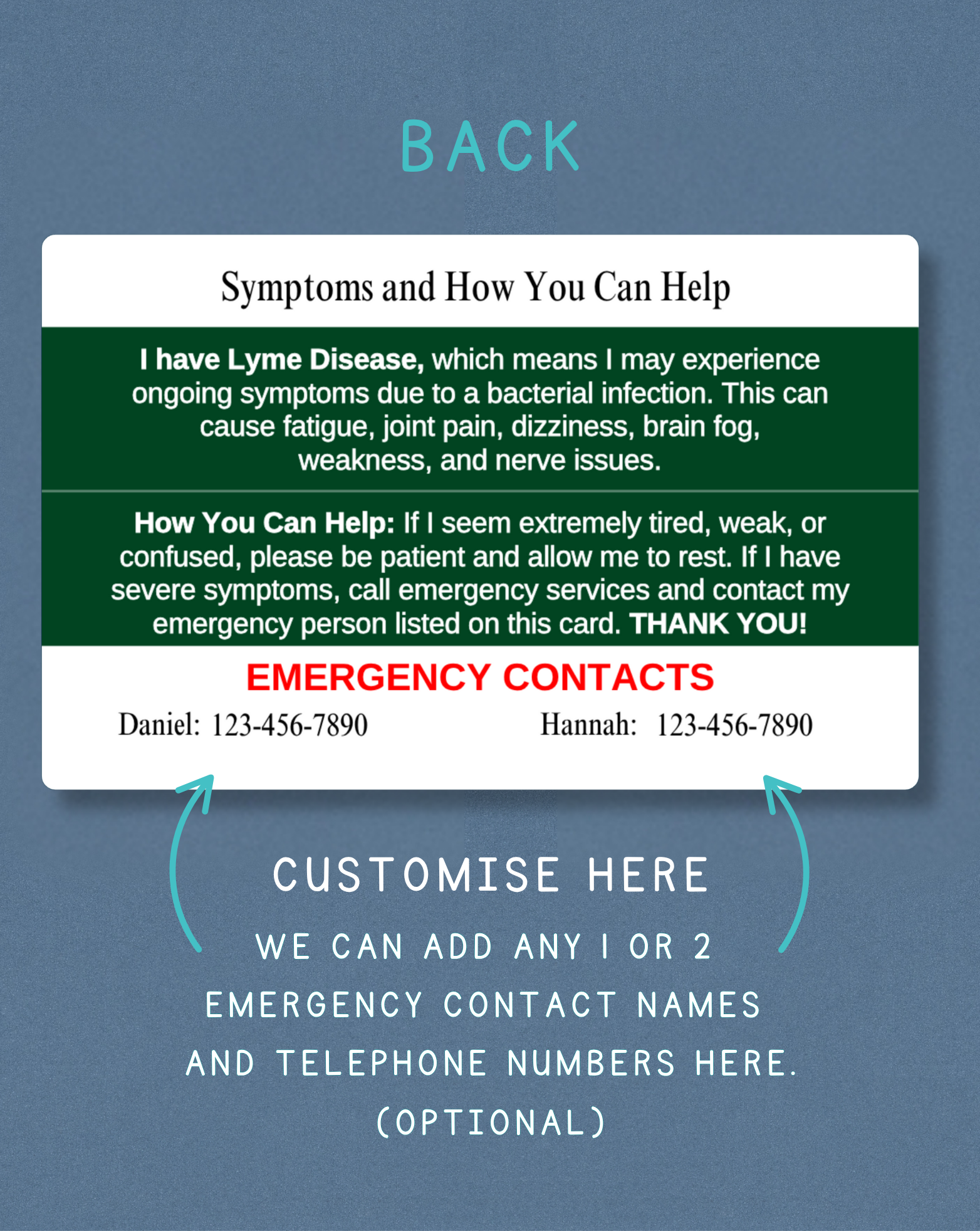 Lyme Medical Alert Card
