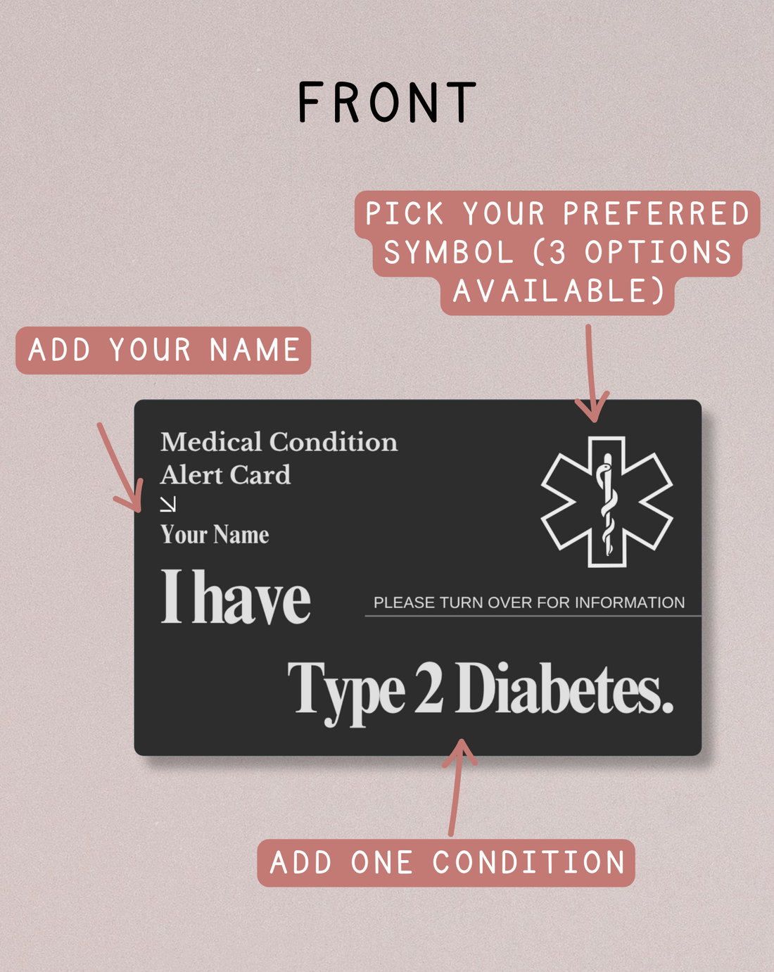 Custom Engraved Medical Alert Card - Black Aluminum