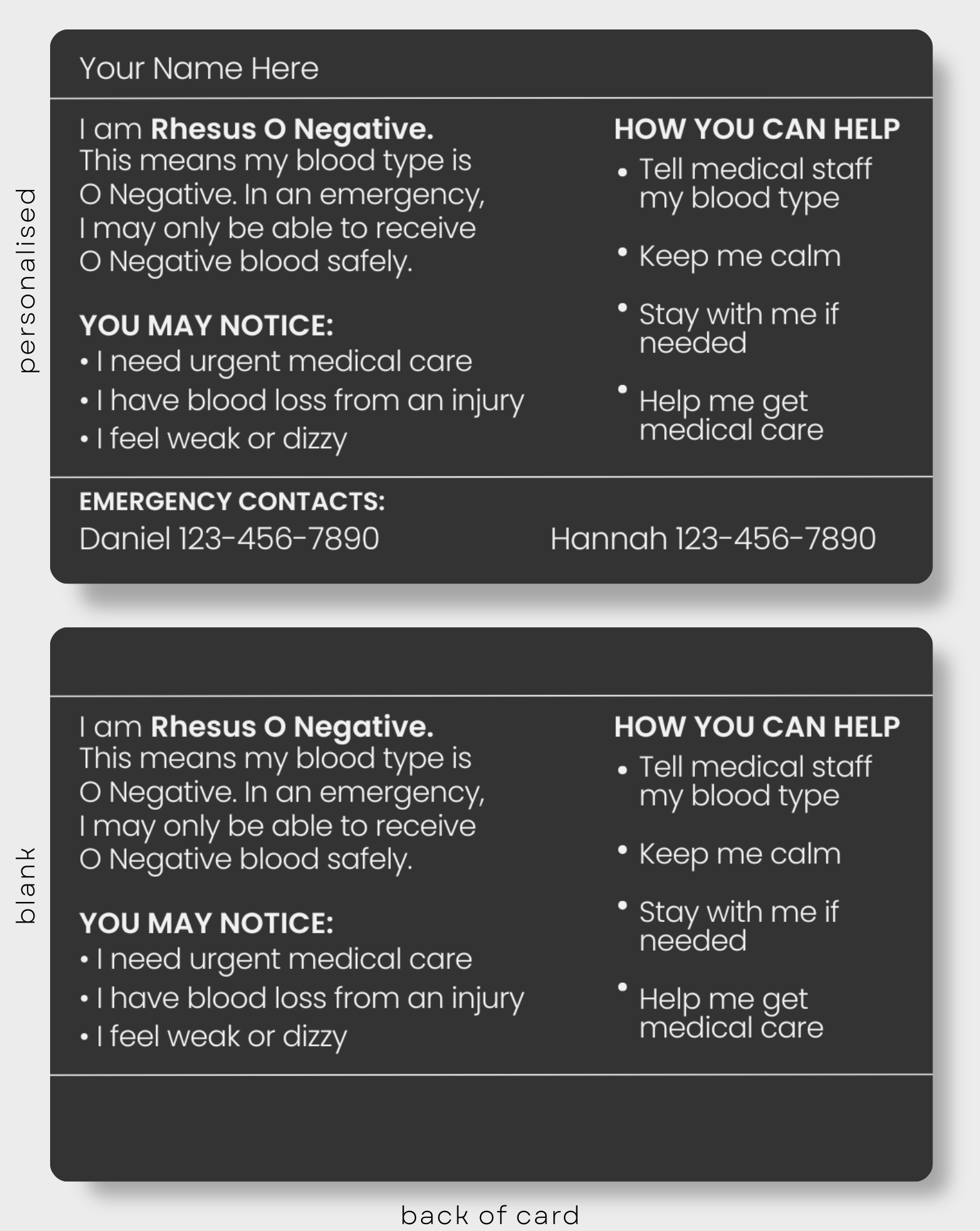 Blood Type Rhesus O Negative