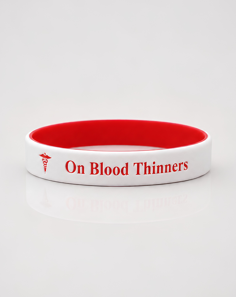 Red personalised silicone medical alert bracelet