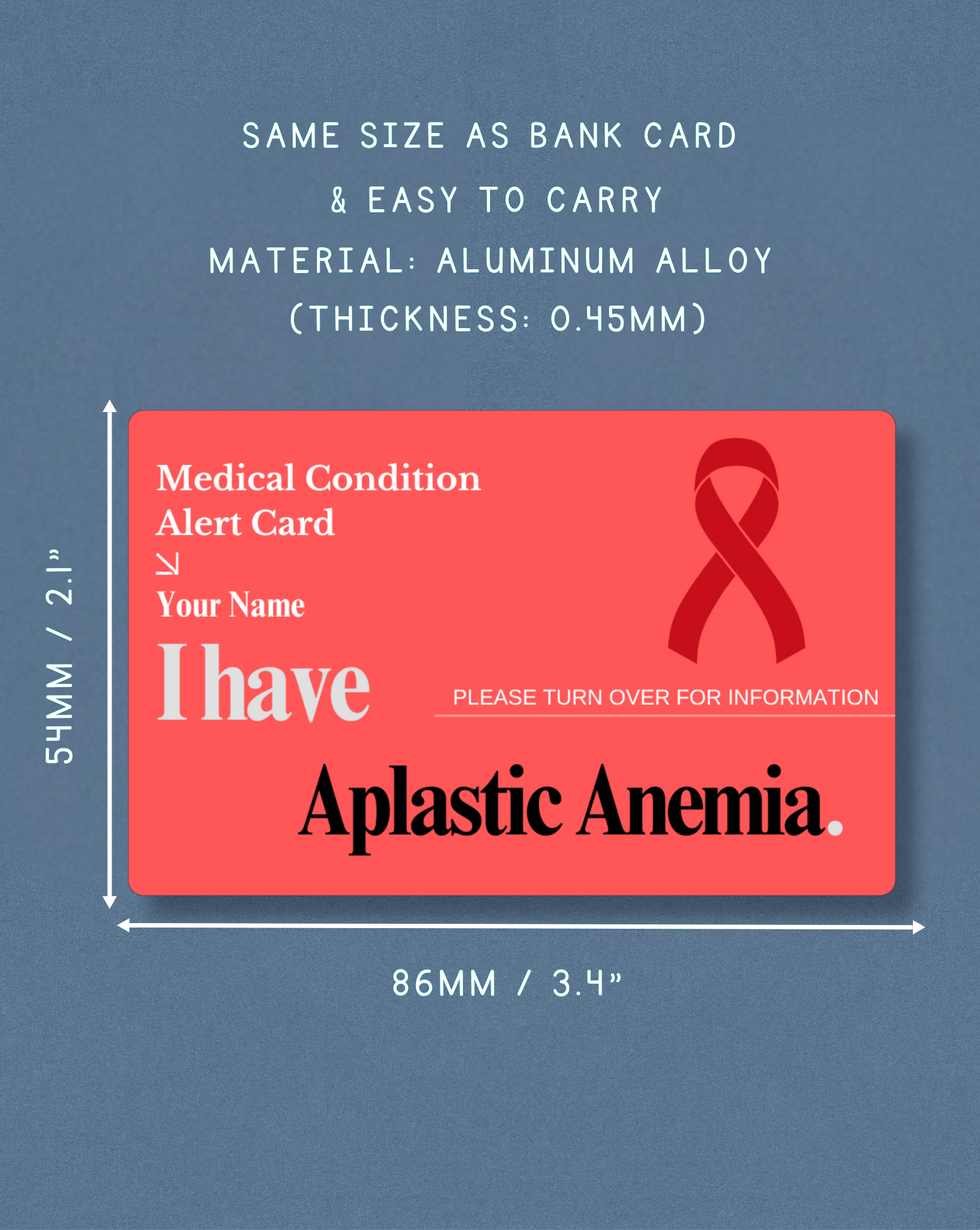 Aplastic Anemia Medical Alert Card