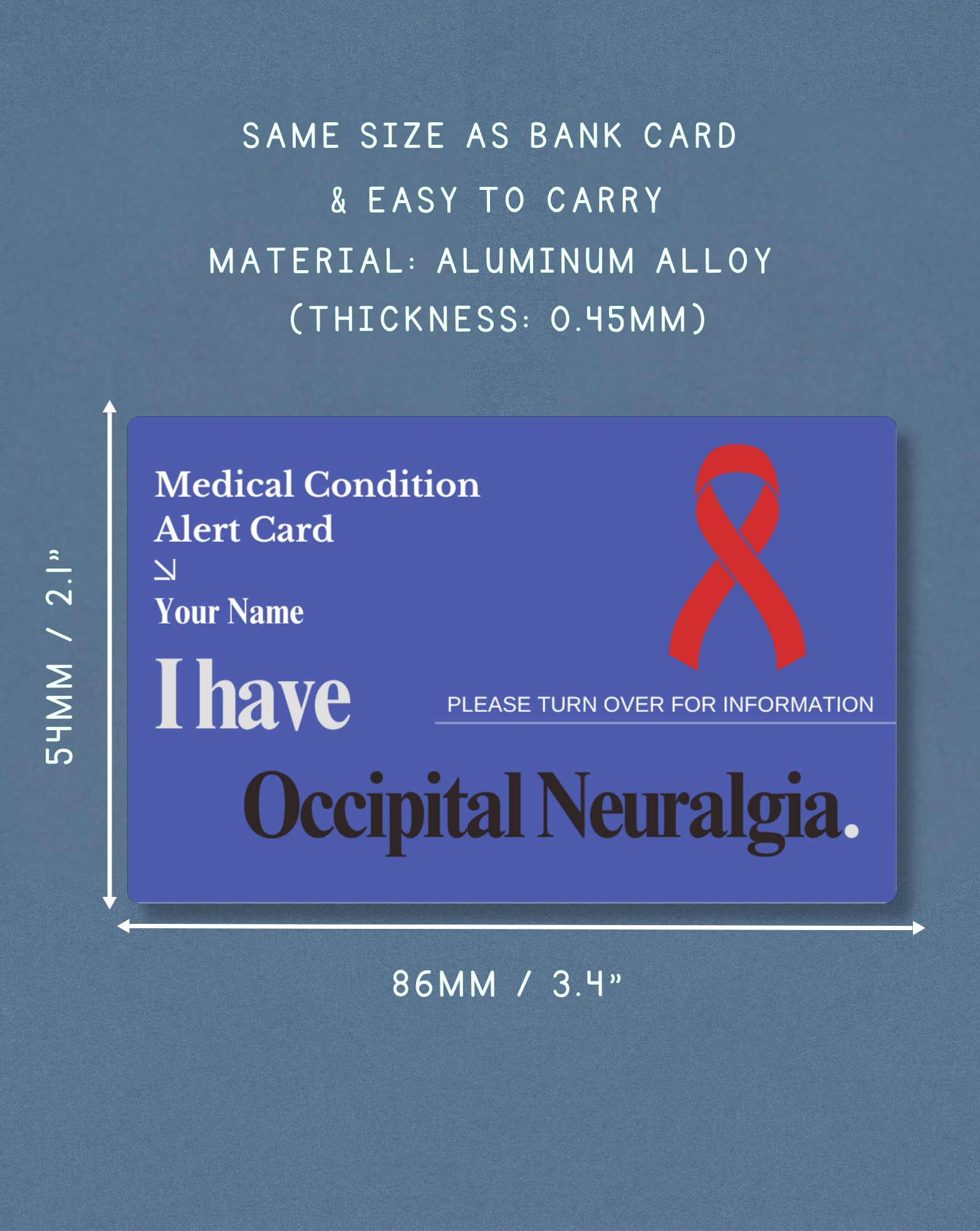 Occipital Neuralgia Medical Alert Card