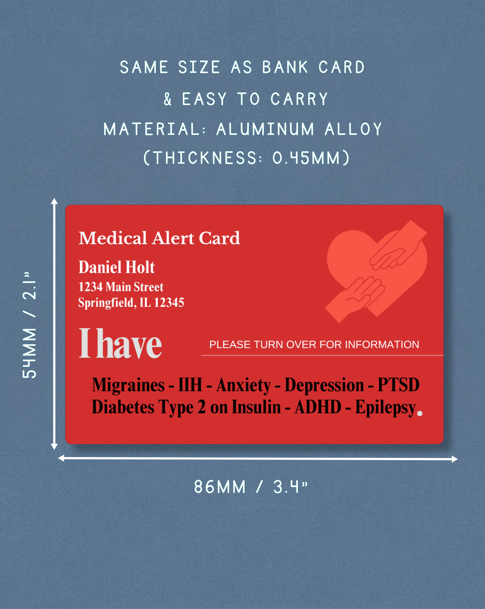Customised Medical Alert Card (Red)