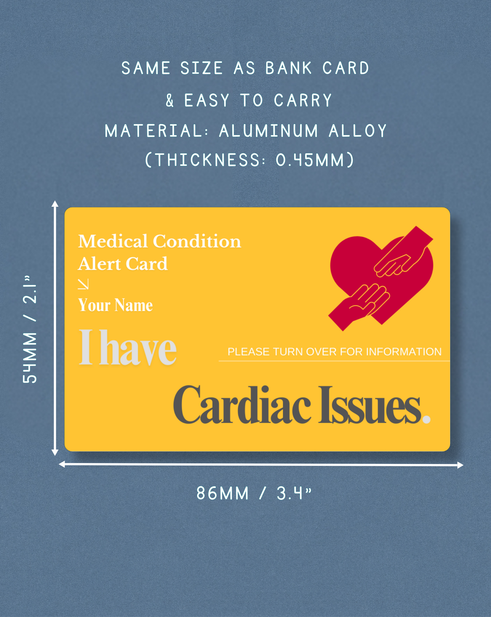 Cardiac Issues Medical Alert Card