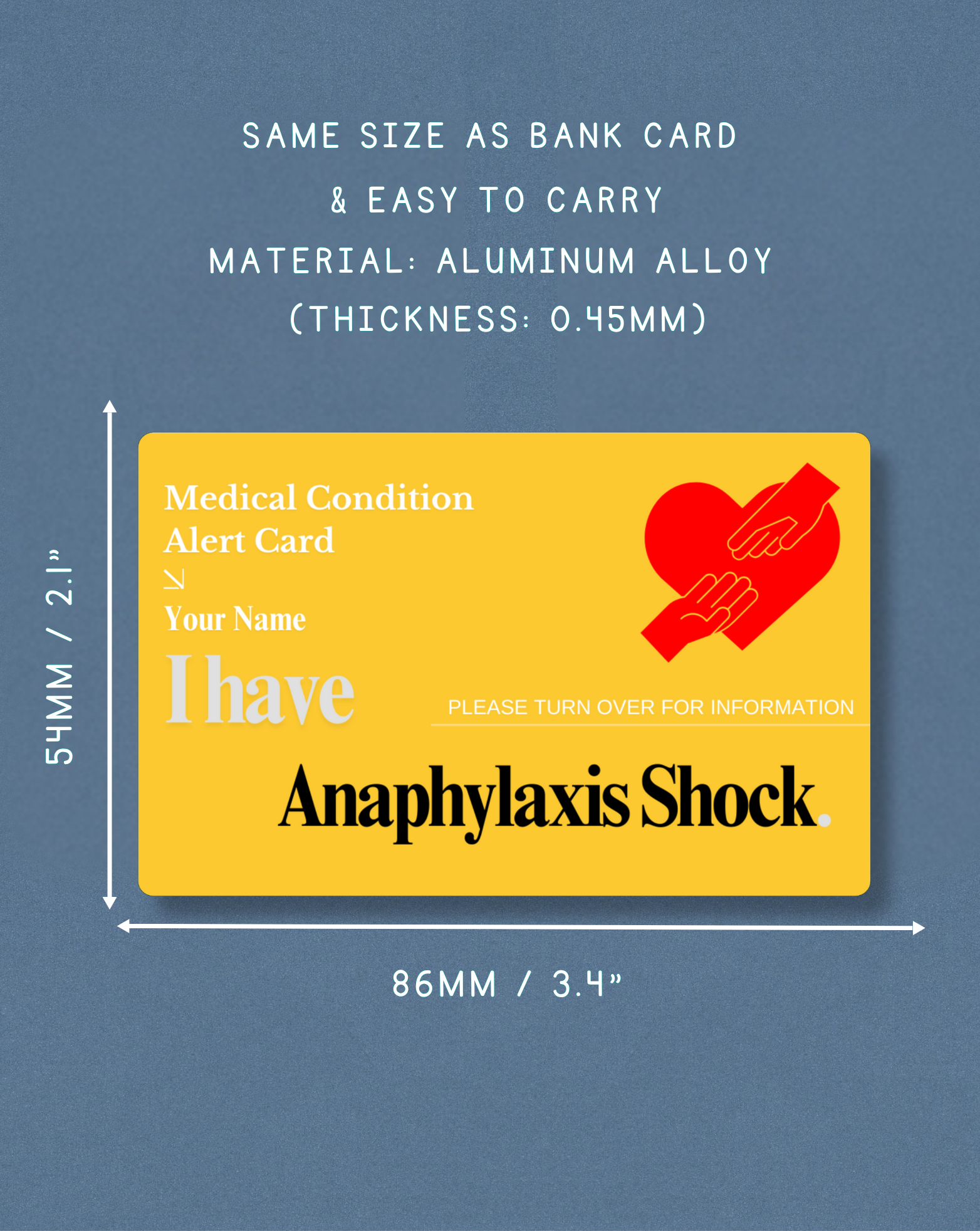 Anaphylaxis Shock Alert Card
