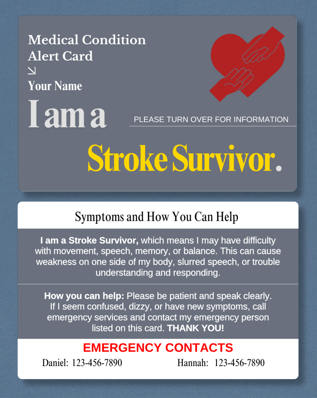 Stroke Survivor Medical Alert Card
