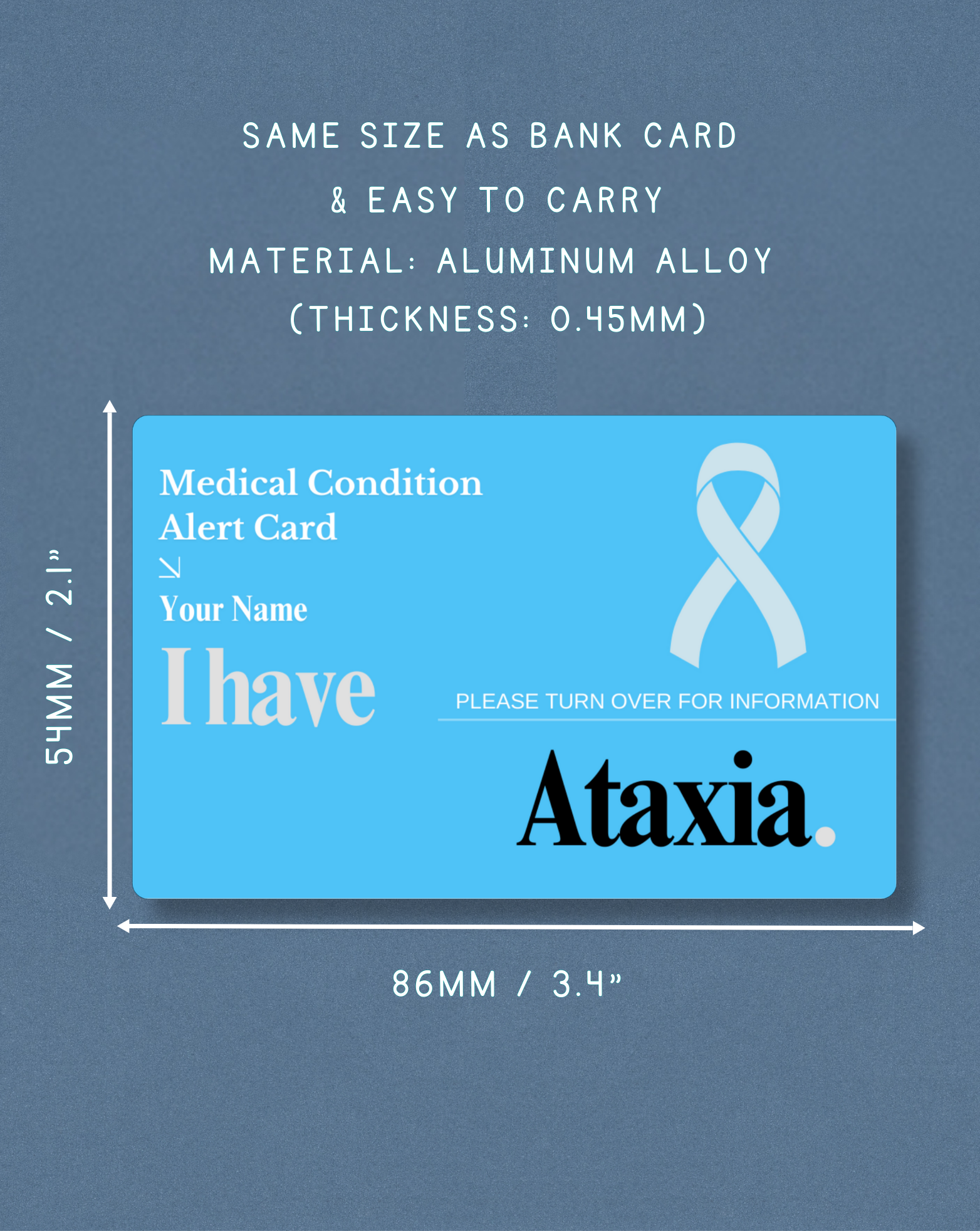 Ataxia Medical Alert Card