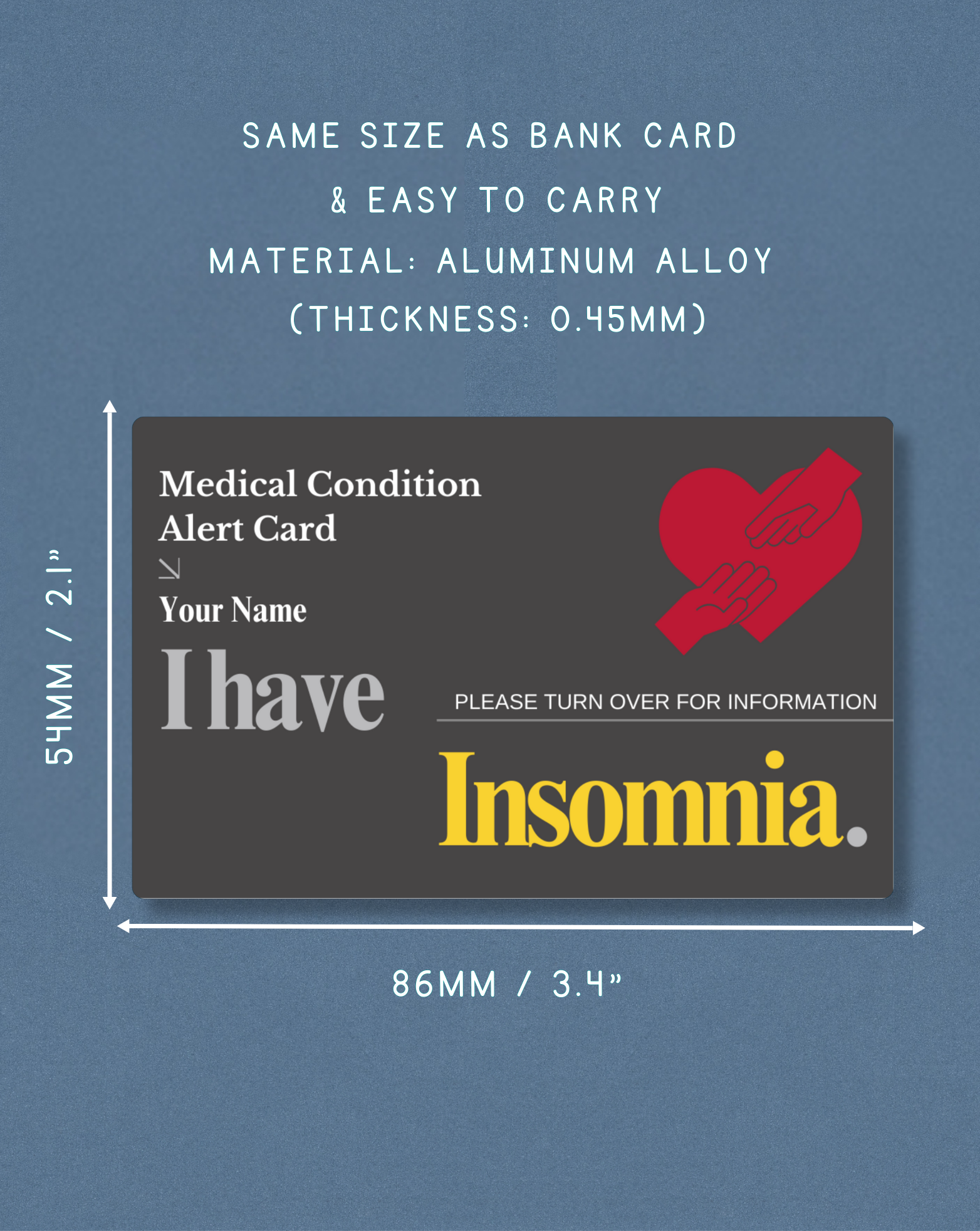 Insomnia Medical Alert Card