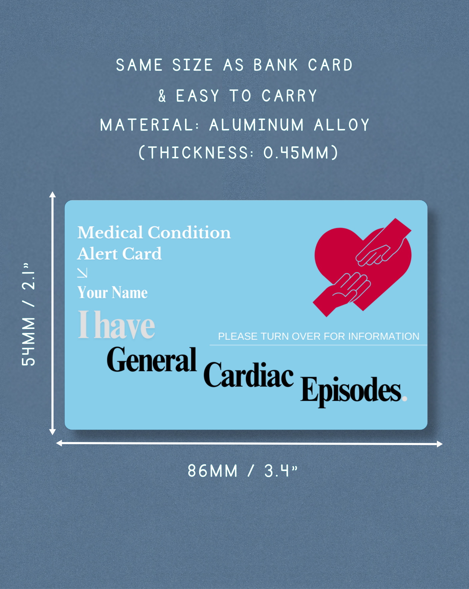 General Cardiac Episodes Medical Alert Card