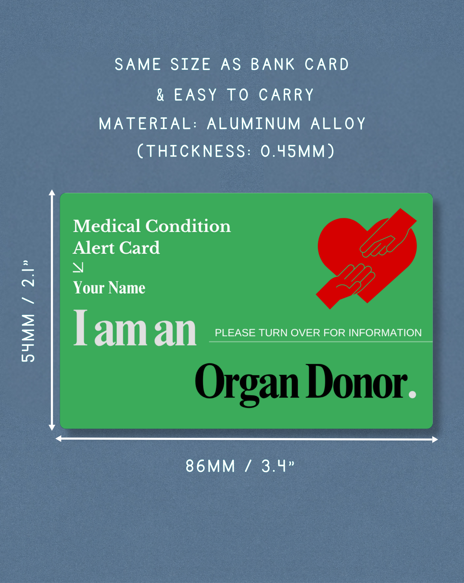 Organ Donor Medical Alert Card