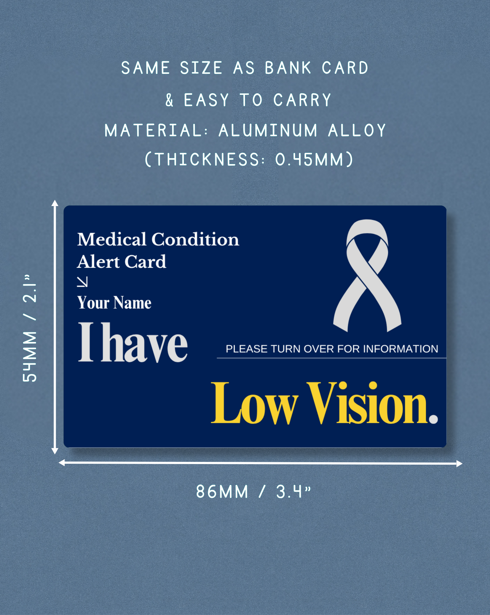Low Vision Medical Alert Card