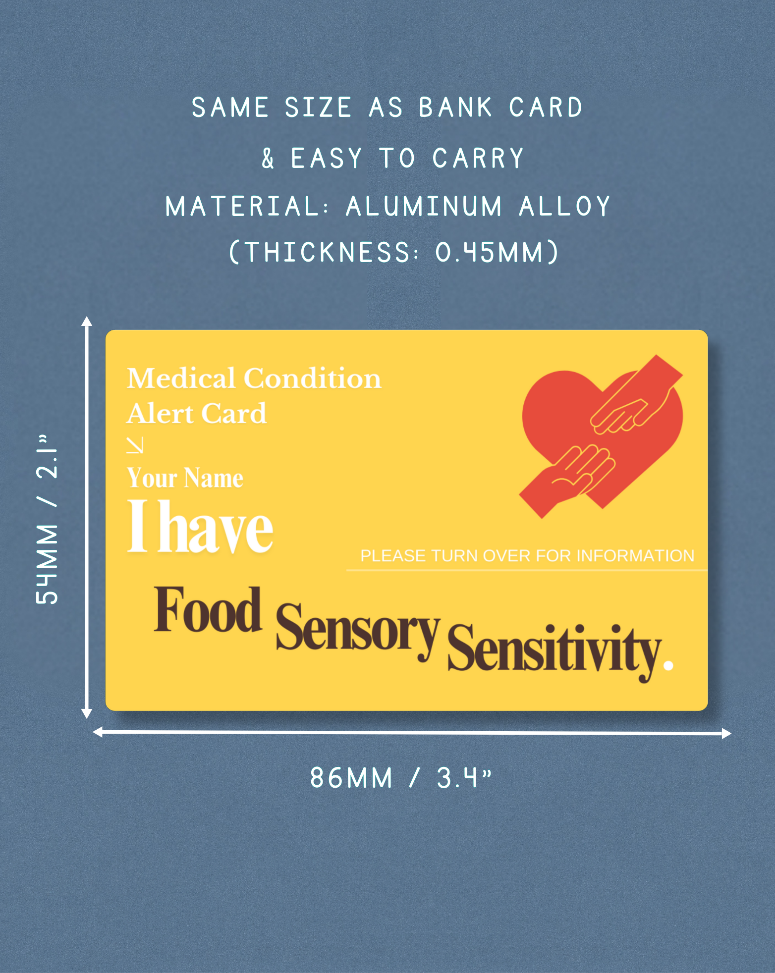 Food Sensory Sensitivity Medical Alert Card