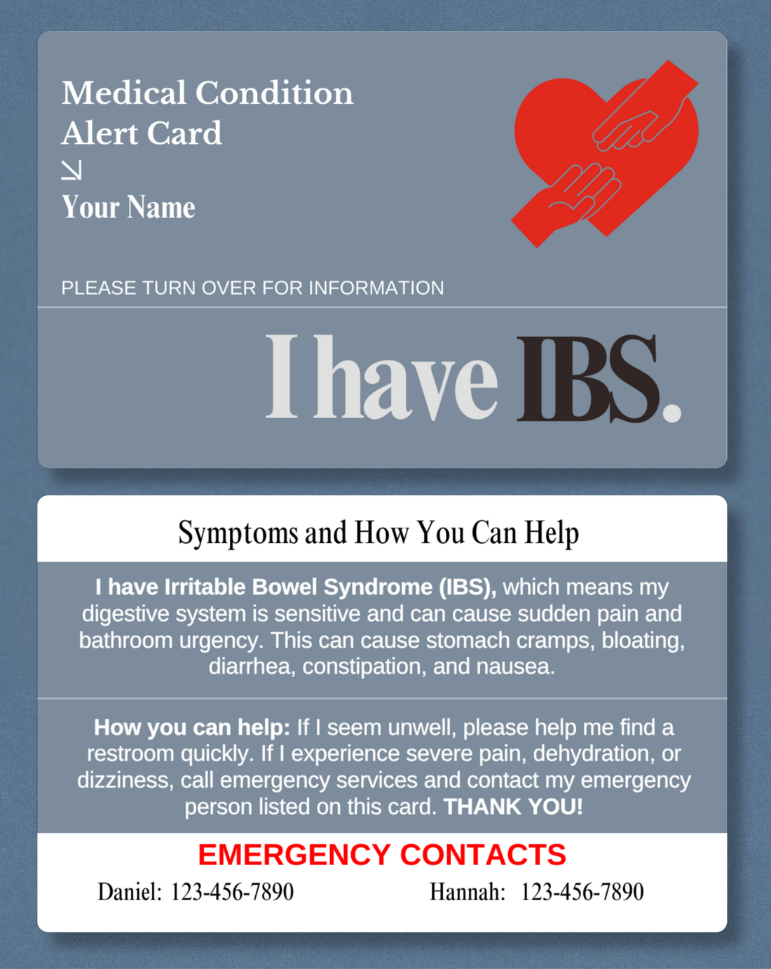 IBS Medical Alert Card