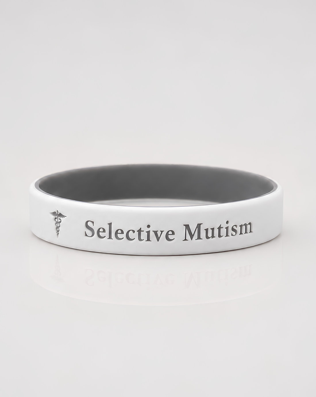 Stone grey personalised silicone medical alert bracelet