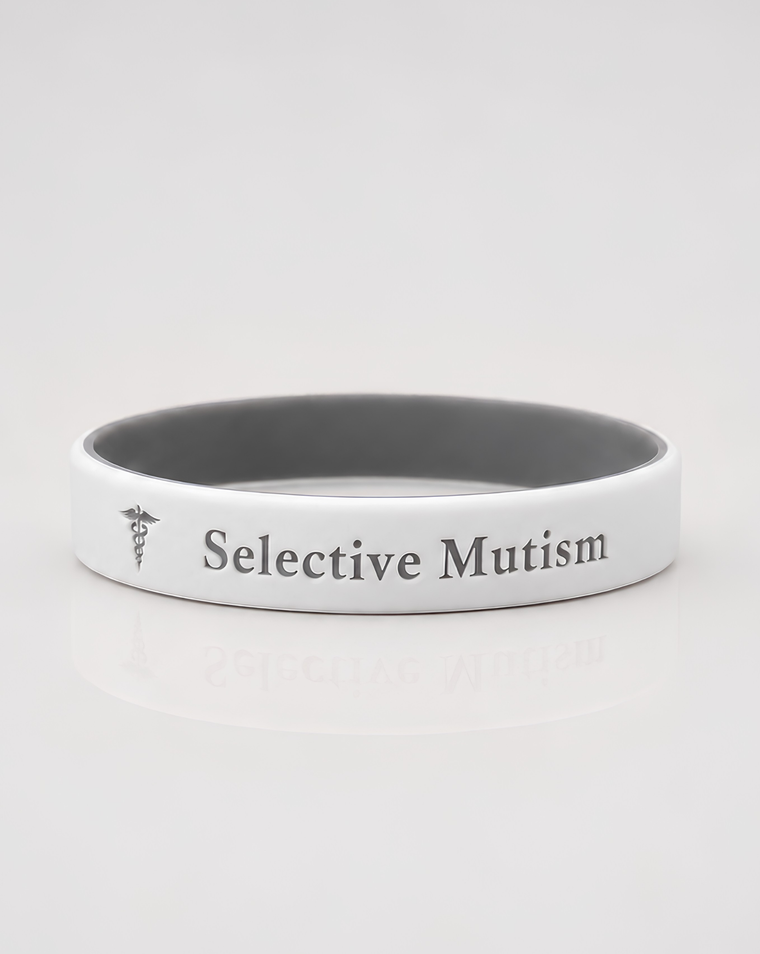 Stone grey personalised silicone medical alert bracelet