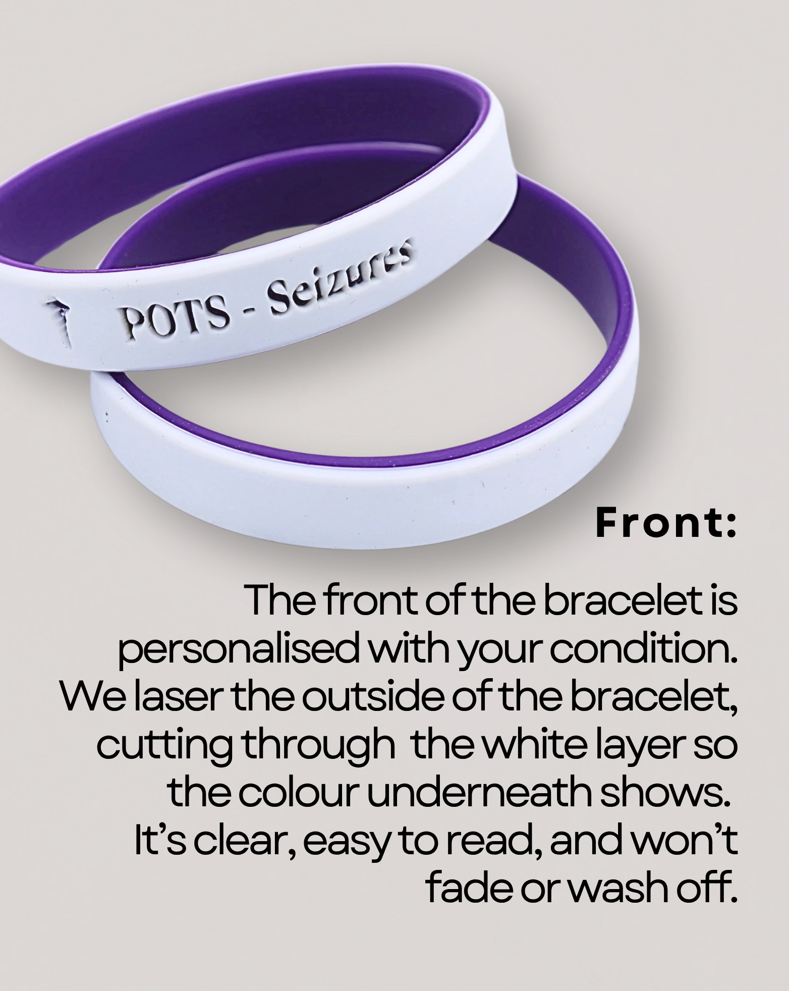 Personalised Medical Alert Bracelet (Purple)