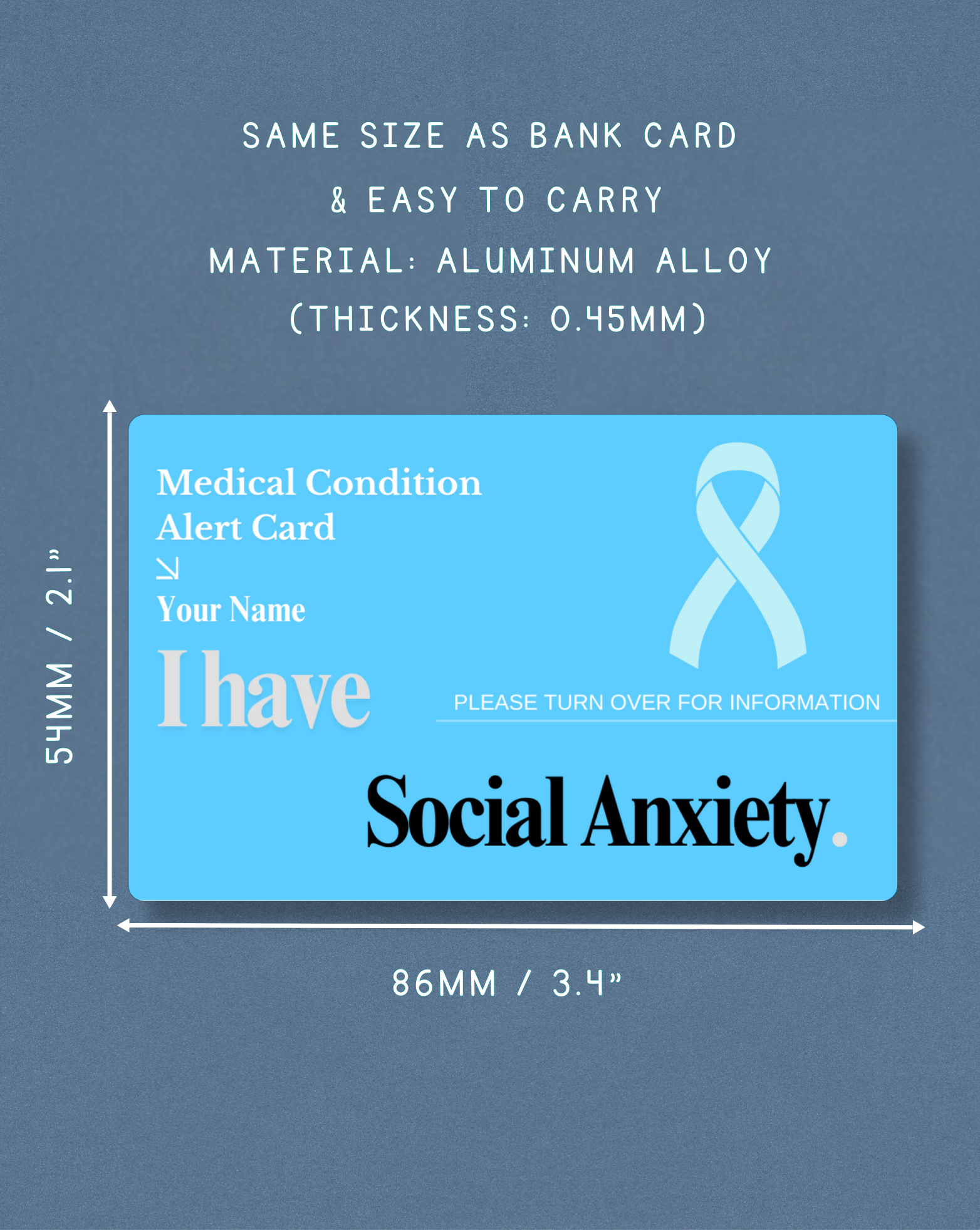 Social Anxiety Medical Alert Card