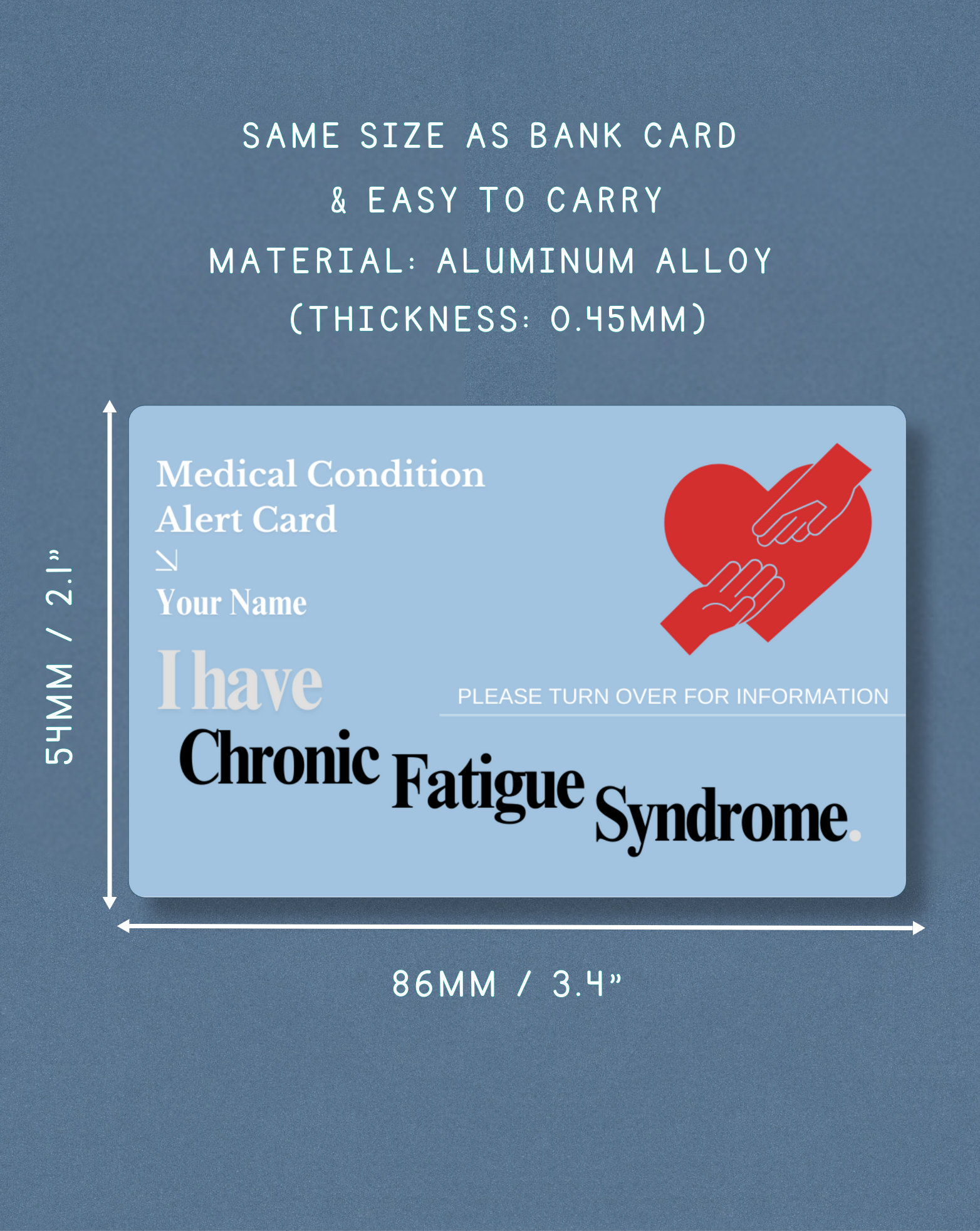 Chronic Fatigue Syndrome Medical Alert Card
