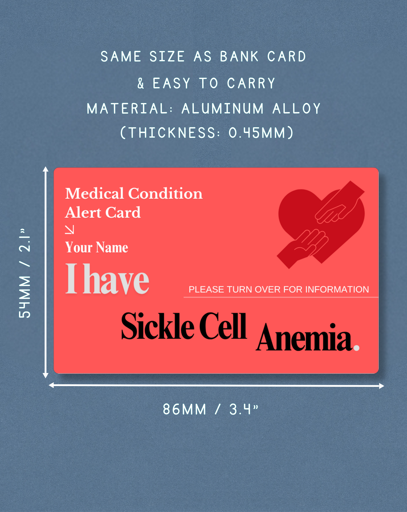 Sickle Cell Anemia Medical Alert Card