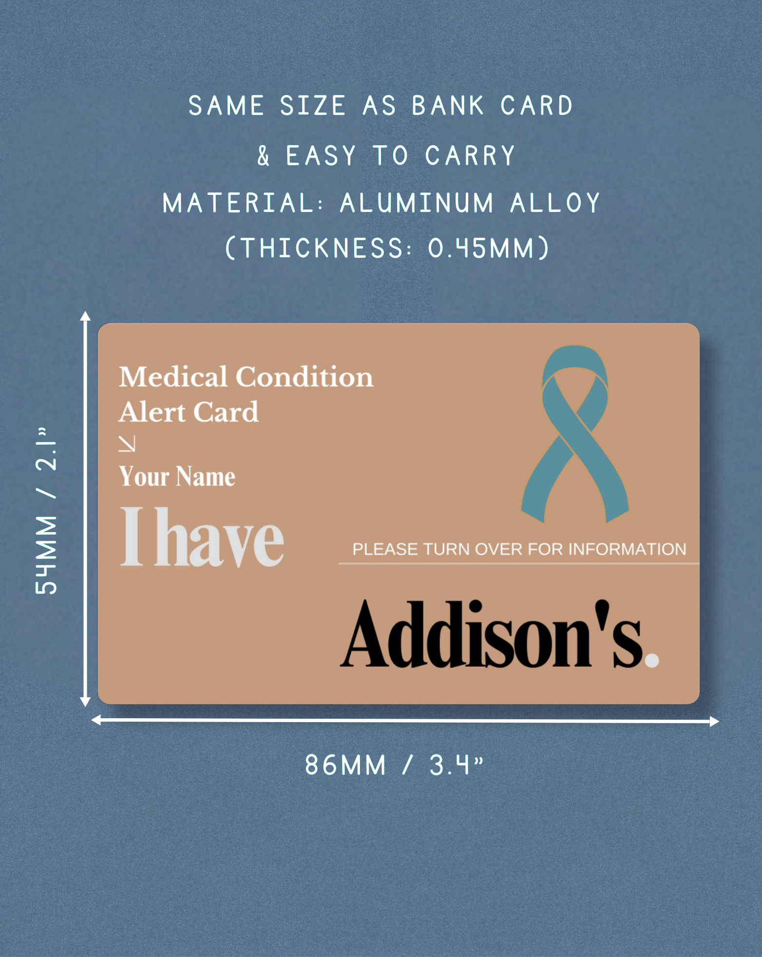 Addison’s Medical Alert Card