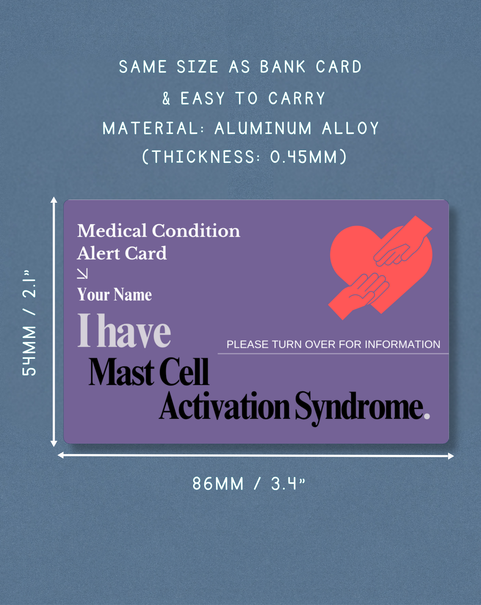 Mast Cell Activation Syndrome Medical Alert Card